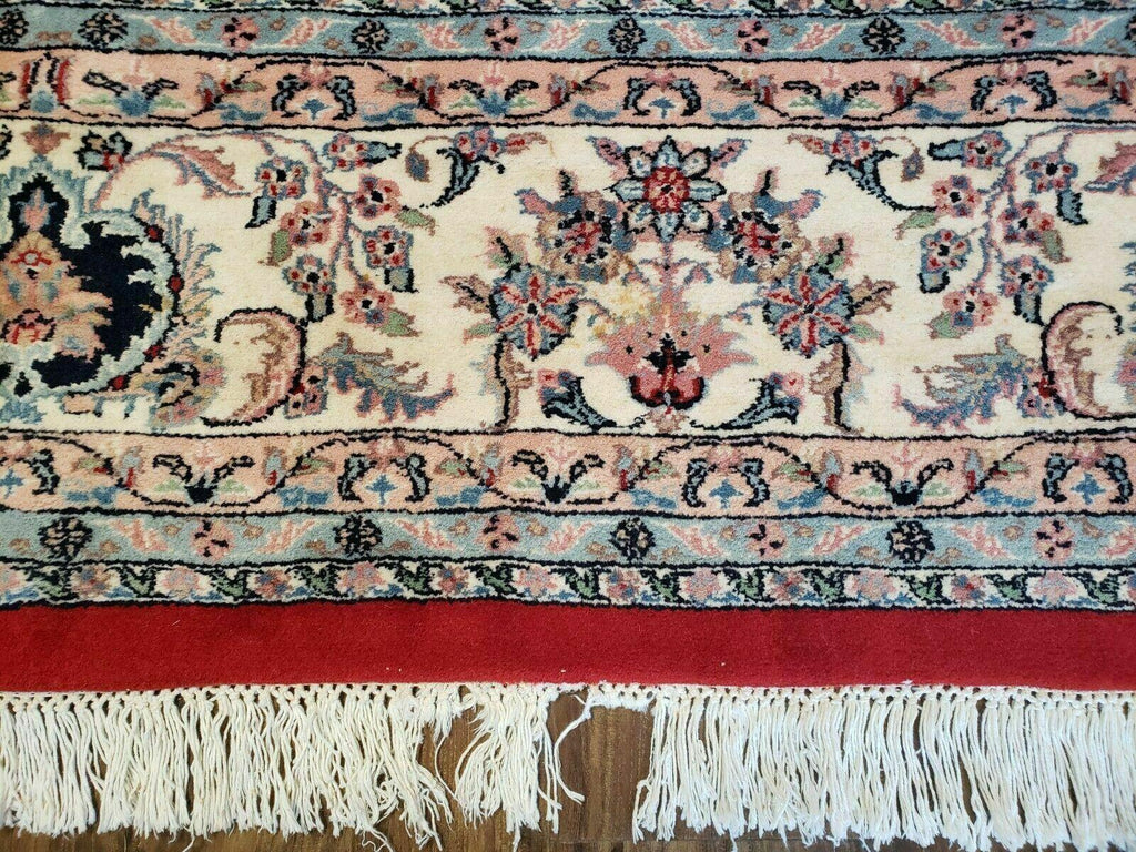 9' X 12' Vintage Handmade India Medallion Wool Rug Vegetable Dyes Nice Red