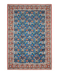 Rare Antique Persian Veramin Carpet, Mina-Khani Pattern, Blue, Red, Ivory, 7x11 ft, Hand-Knotted, Wool