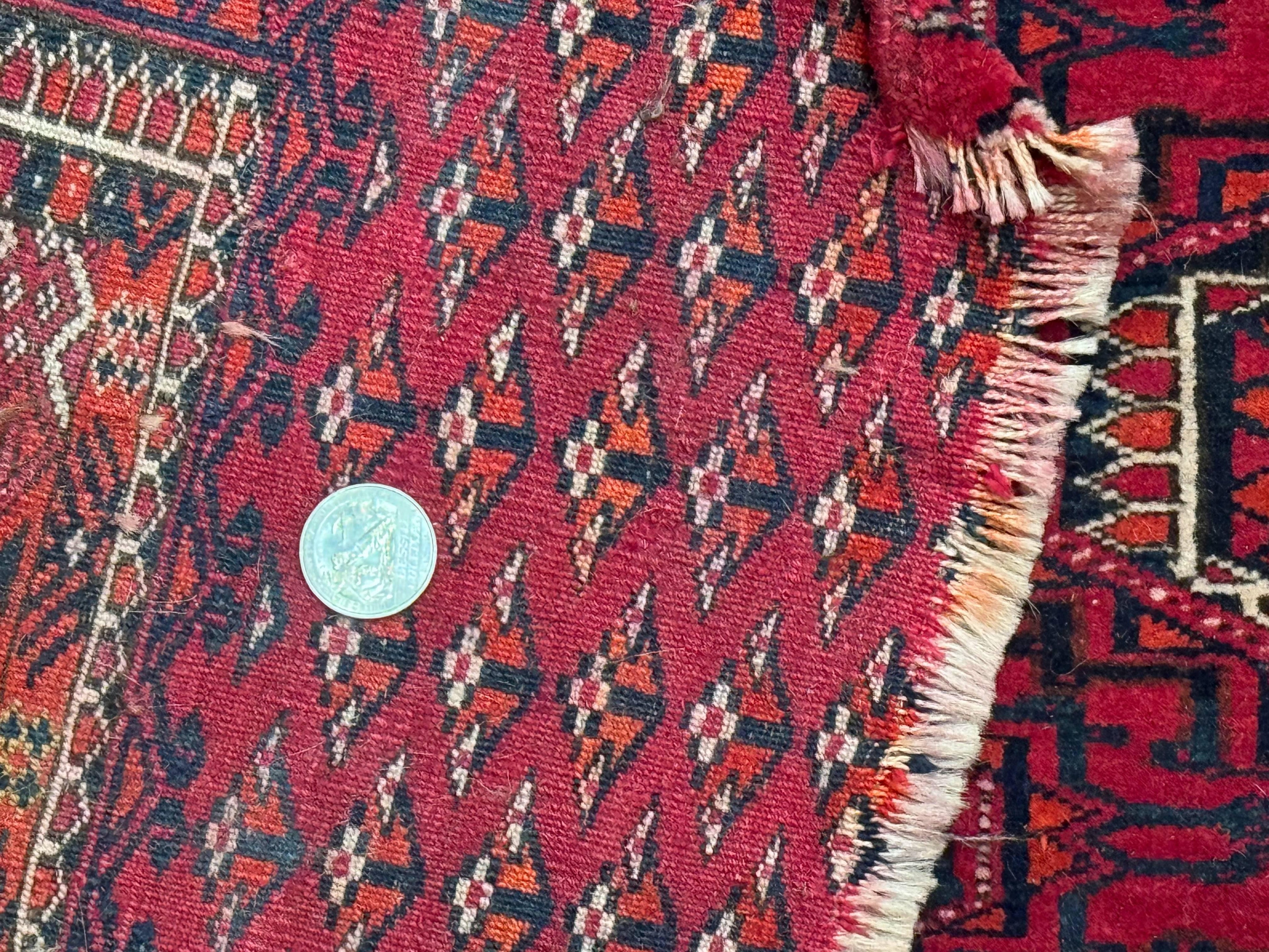 Antique Turkoman Salor Rug, Turkoman Textile, Fine 400 KPSI, Red, Persian Tribal Rug