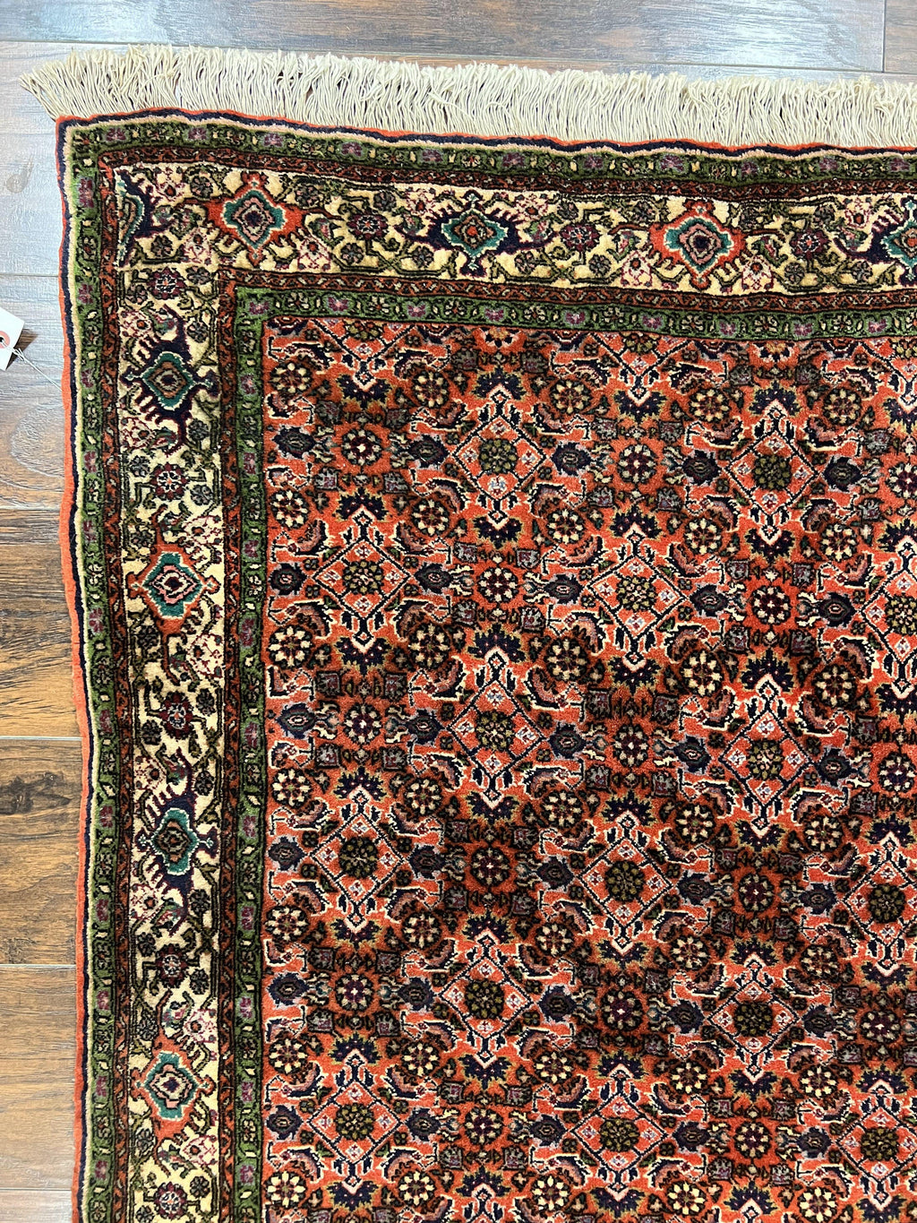 Antique Persian Bijar Rug 5x7, Allover Pattern, Hand Knotted Vintage Wool Tribal Oriental Carpet, Bidjar Rug, Red and Cream 5 x 7 ft, Handmade Rug