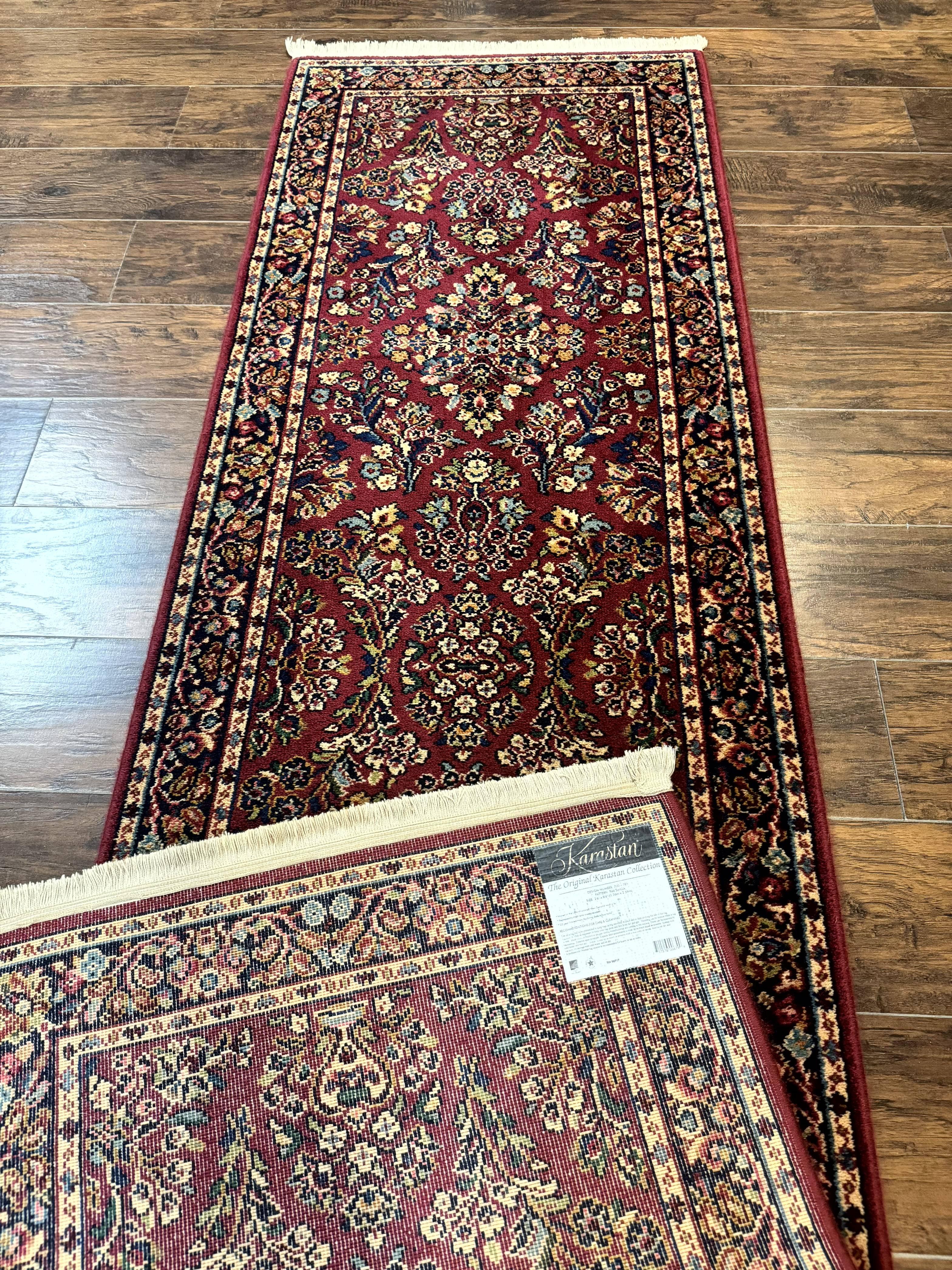 Karastan Runner Rug 2.6 x 8.6, Red Sarouk #785, Original 700 Series, Wool Karastan Runner Rug, Rare
