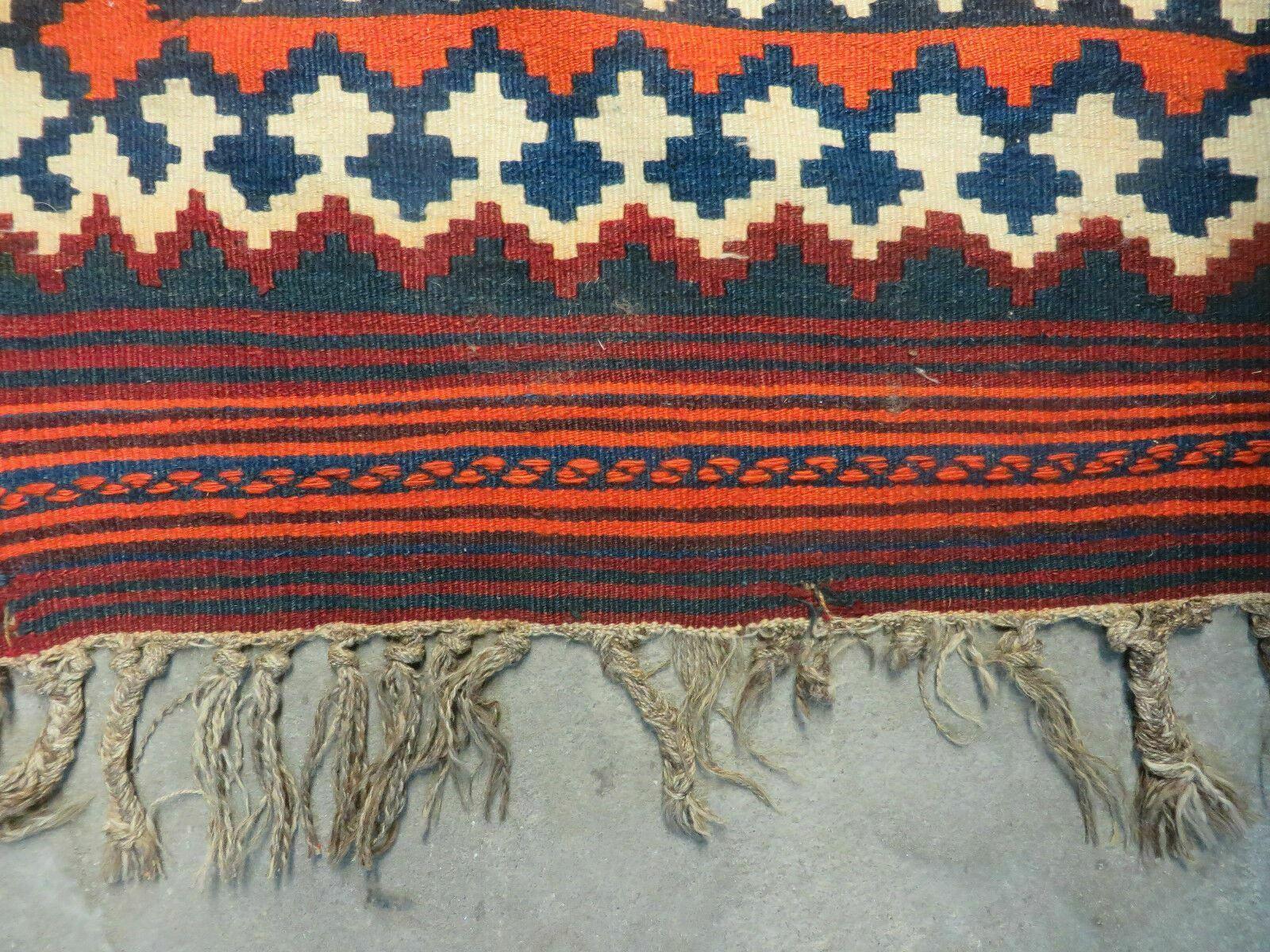 5' X 10' Antique Turkish Kilim Handmade Flat Weave Wool Rug Red Colorful Veg Dye Bohemian Boho Chic Tribal Style And Design