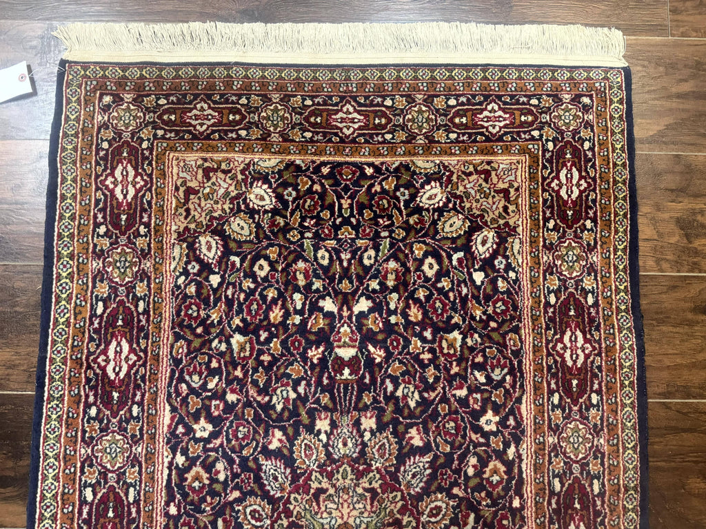 Indo Kashmiri Rug 3x5, Navy Blue, Very Fine 400 KPSI, Pair B