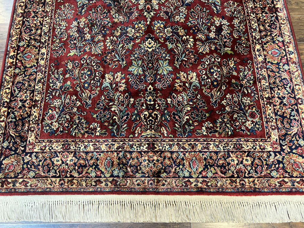 Karastan Rug 5.9 x 9 Red Sarouk #785, Wool Original 700 Series, Vintage