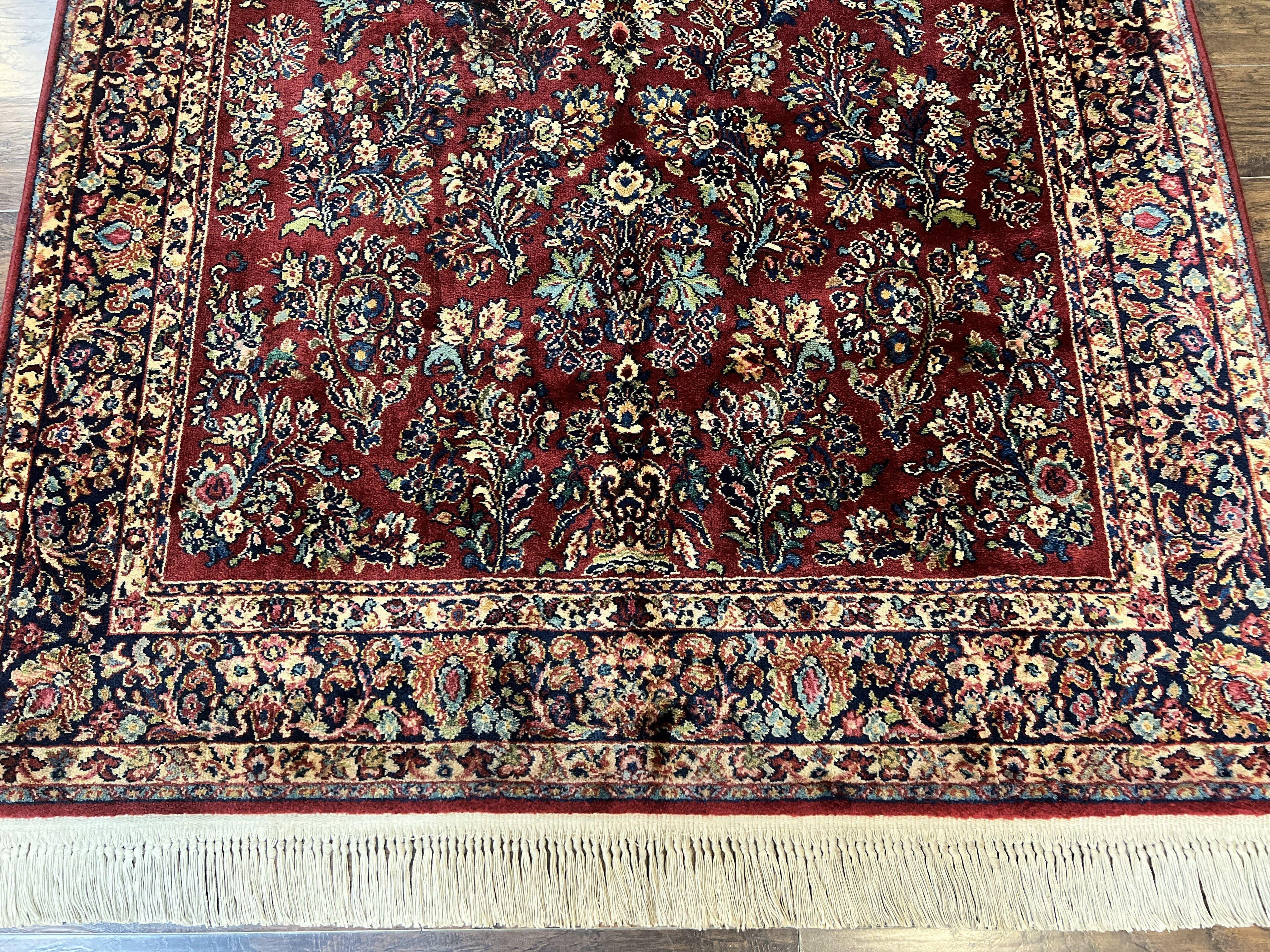 Karastan Rug 5.9 x 9 Red Sarouk #785, Wool Original 700 Series, Vintage
