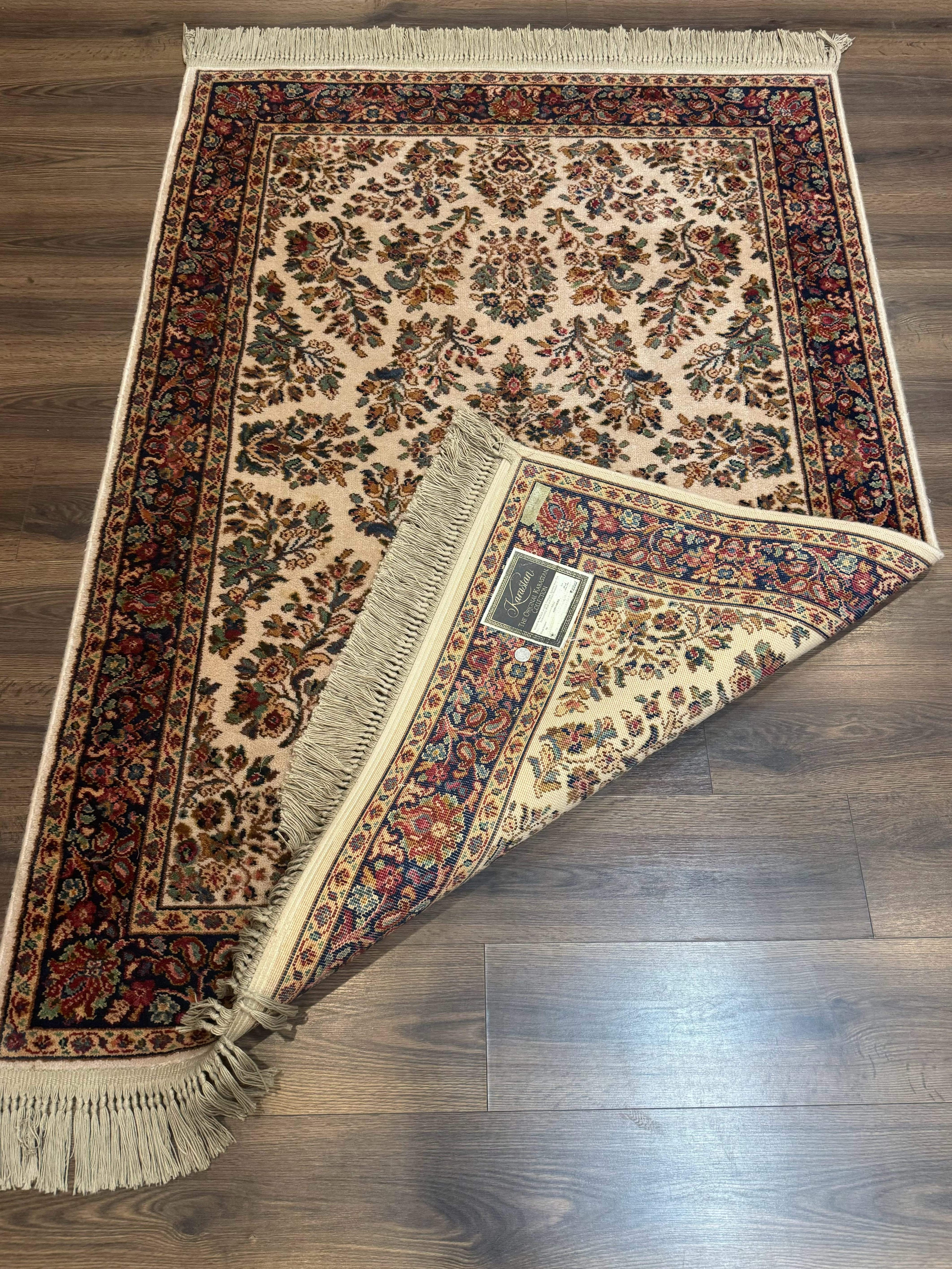 4x6 Karastan Rug Ivory Sarouk #760, Wool Vintage Original 700 Series