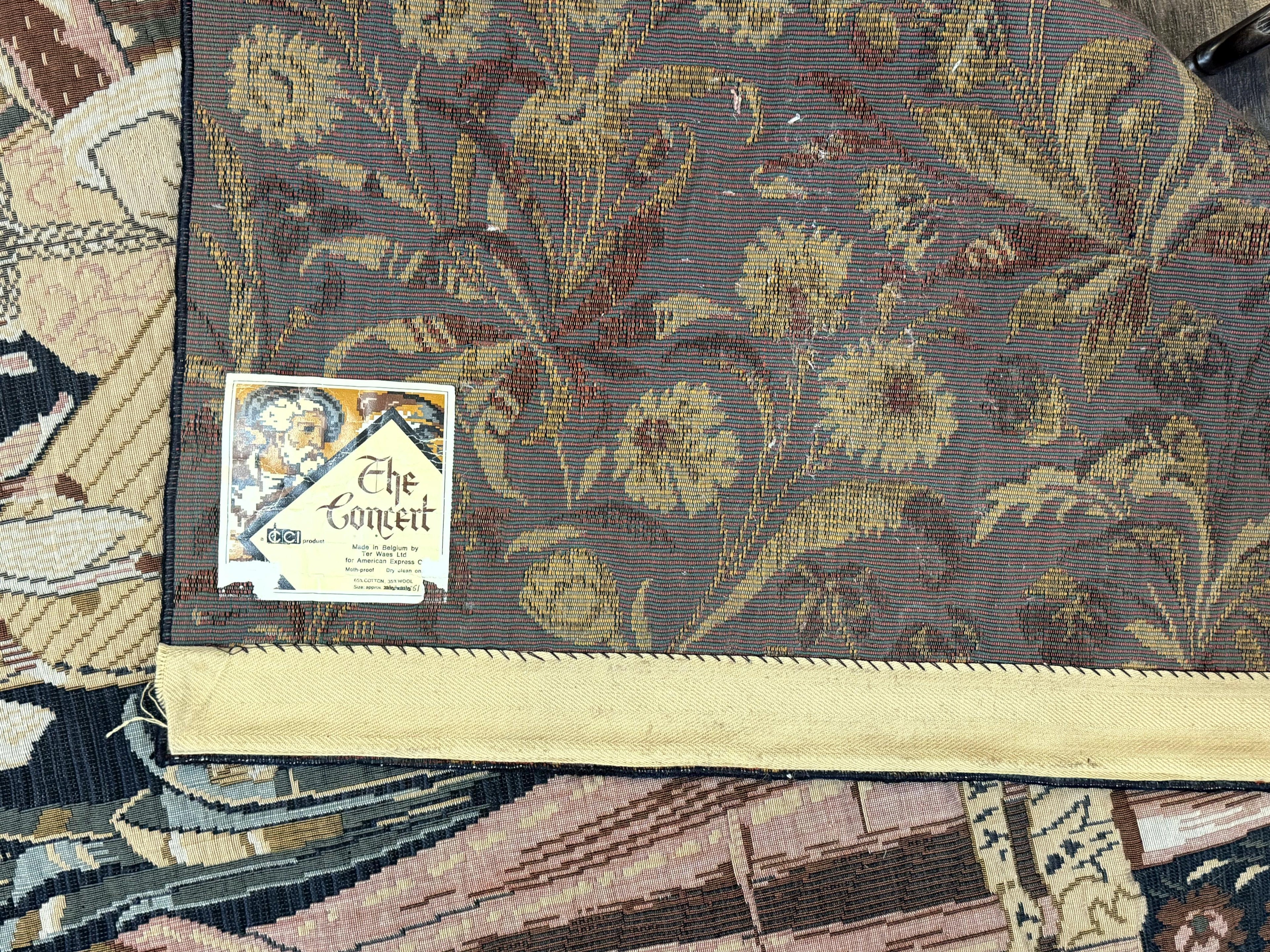 Vintage Belgium Tapestry 4x5, The Concet Musicians, Green