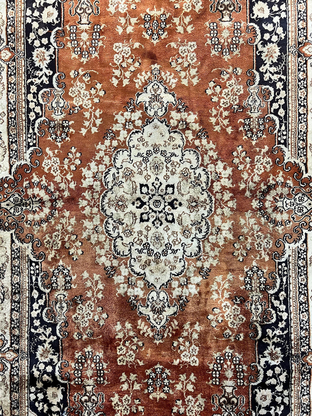 Turkish Silk Rug 3x5, Very Fine 400 KPSI, Floral Medallion, Hand Knotted