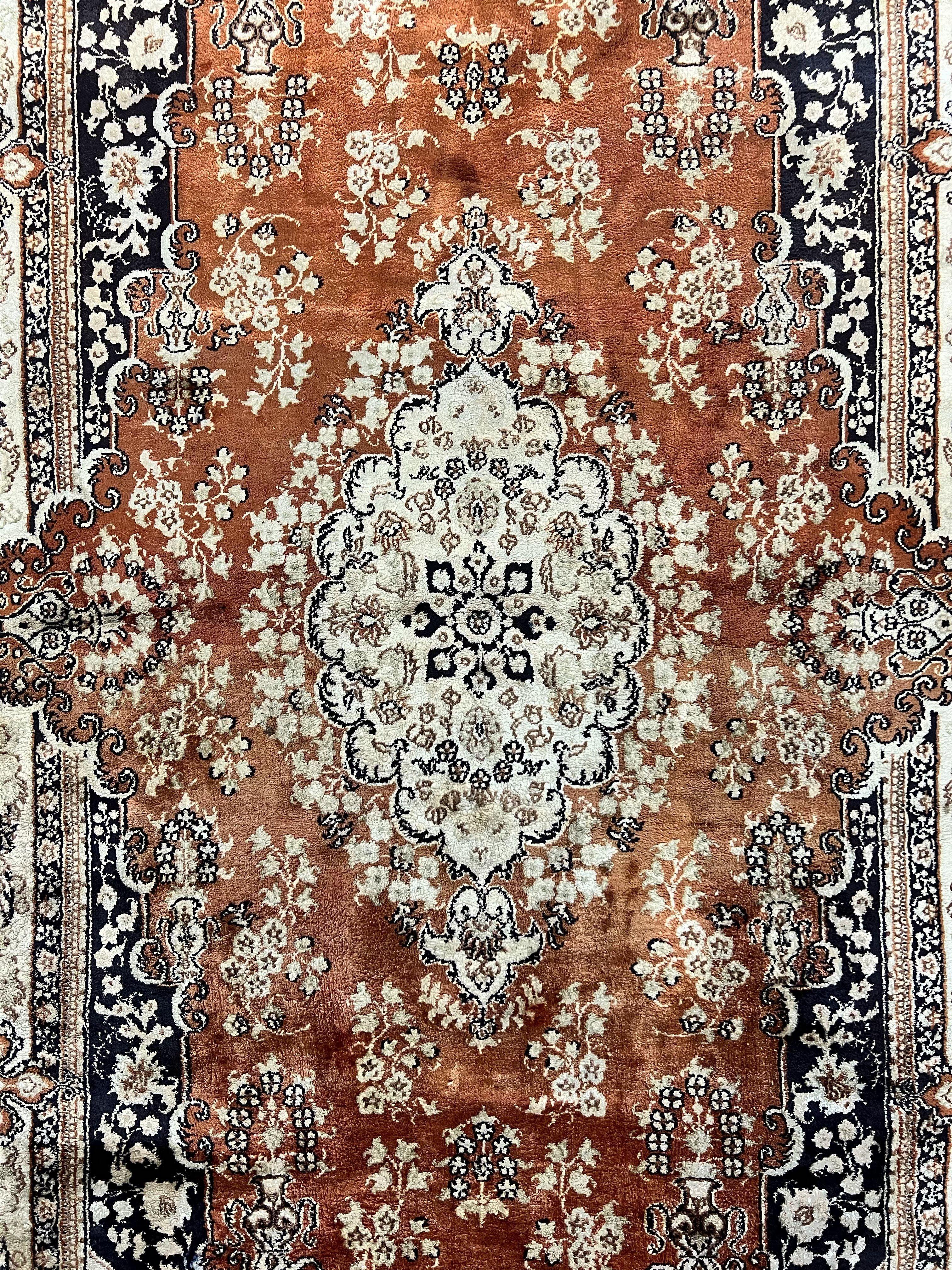 Turkish Silk Rug 3x5, Very Fine 400 KPSI, Floral Medallion, Hand Knotted