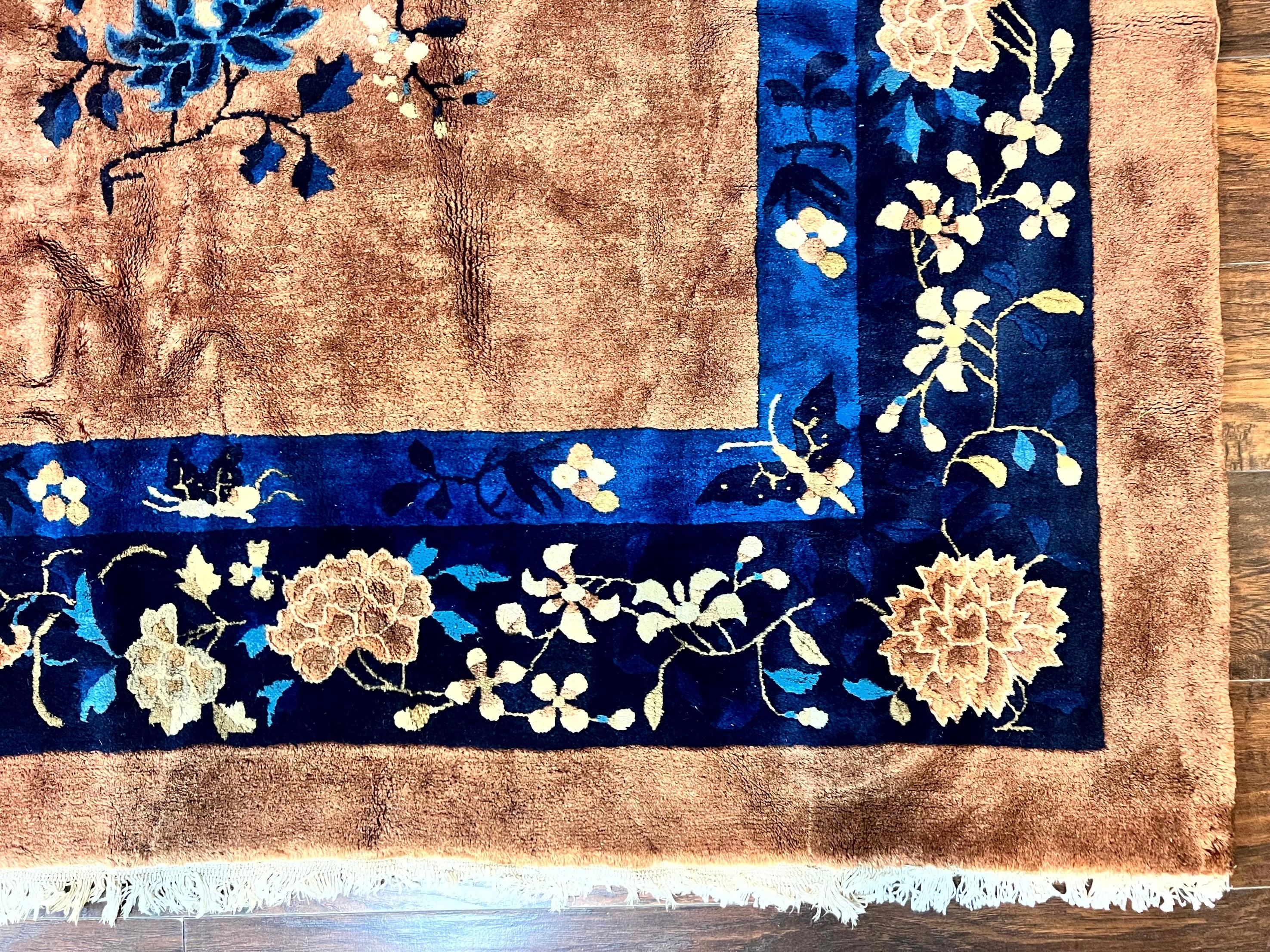 Antique Chinese Wool Rug 9x12, Large Peking Carpet, Handmade, Nichols Rug