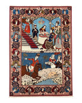 Rare Persian Kashan Pictorial Rug 6x9, King Bahram Hunting Scene, Persian Kings, Hand Knotted Persian Rug for Wall Hanging, Antique, Wool