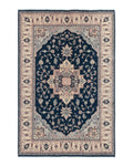 Karastan Rug Navy Serapi, Kara Shah Rug, Navy Blue, 5.6 x 8.6, Vintage Karastan Area Rug, Wool Pile Karastan Rug