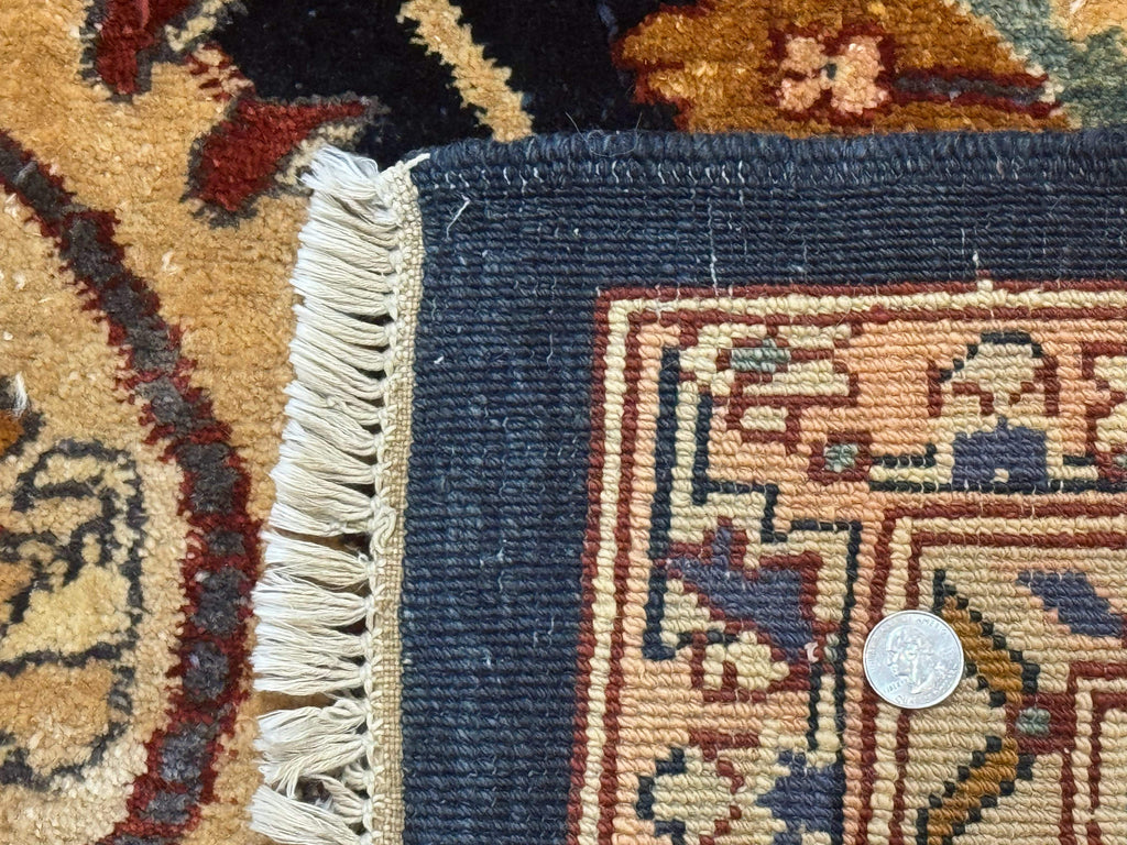 Pak Persian Bidjar Rug 10x13, Midnight Blue and Tan Pakistani Carpet