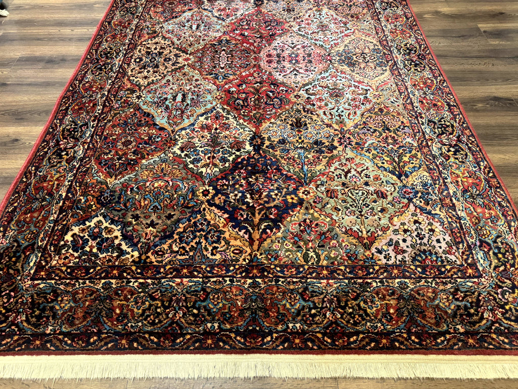 Karastan Rug 5.9 x 9, Multicolor Panel Kirman Rug #717, Wool Original Karastan Collection 700 Series
