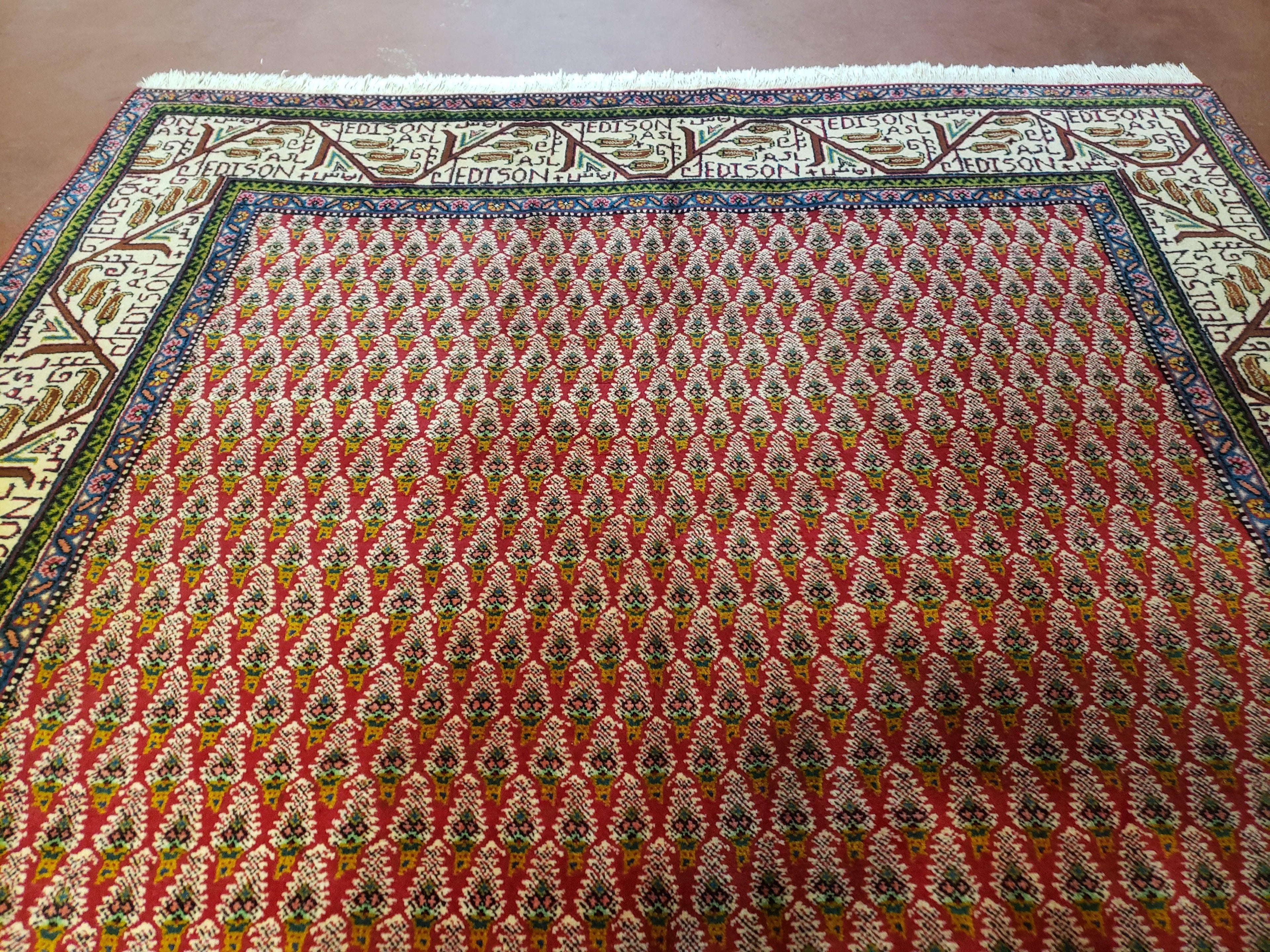 6x9 Finely Woven Turkish Tribal Rug, Boteh/Paisley Pattern, Red & Beige Area Rug, Vintage Wool Carpet, Entryway Rug, Hand-Knotted Foyer Rug