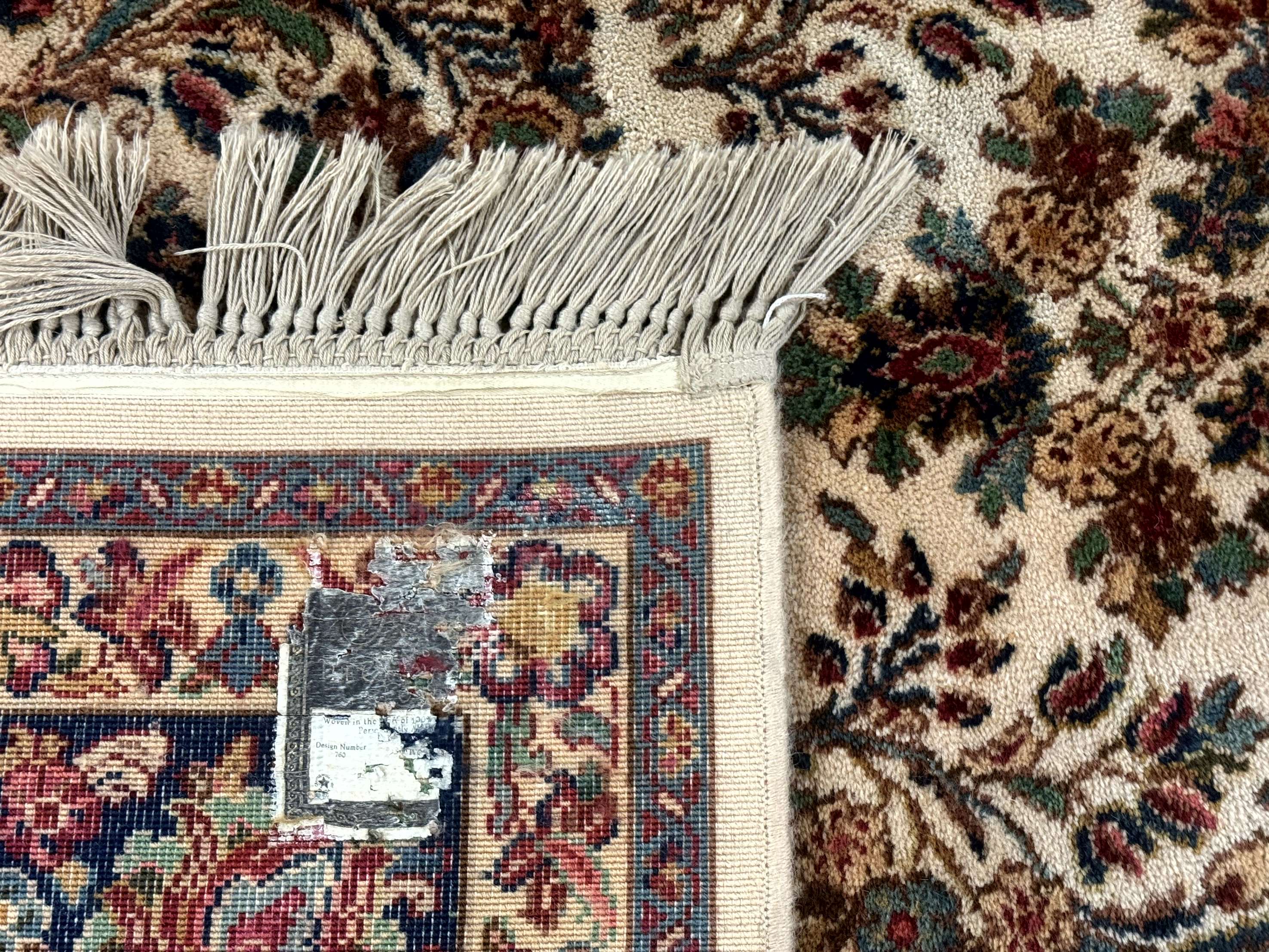 8.8 x 12 Karastan Ivory Sarouk Rug #760, Wool Pile, Vintage, Original 700 Series