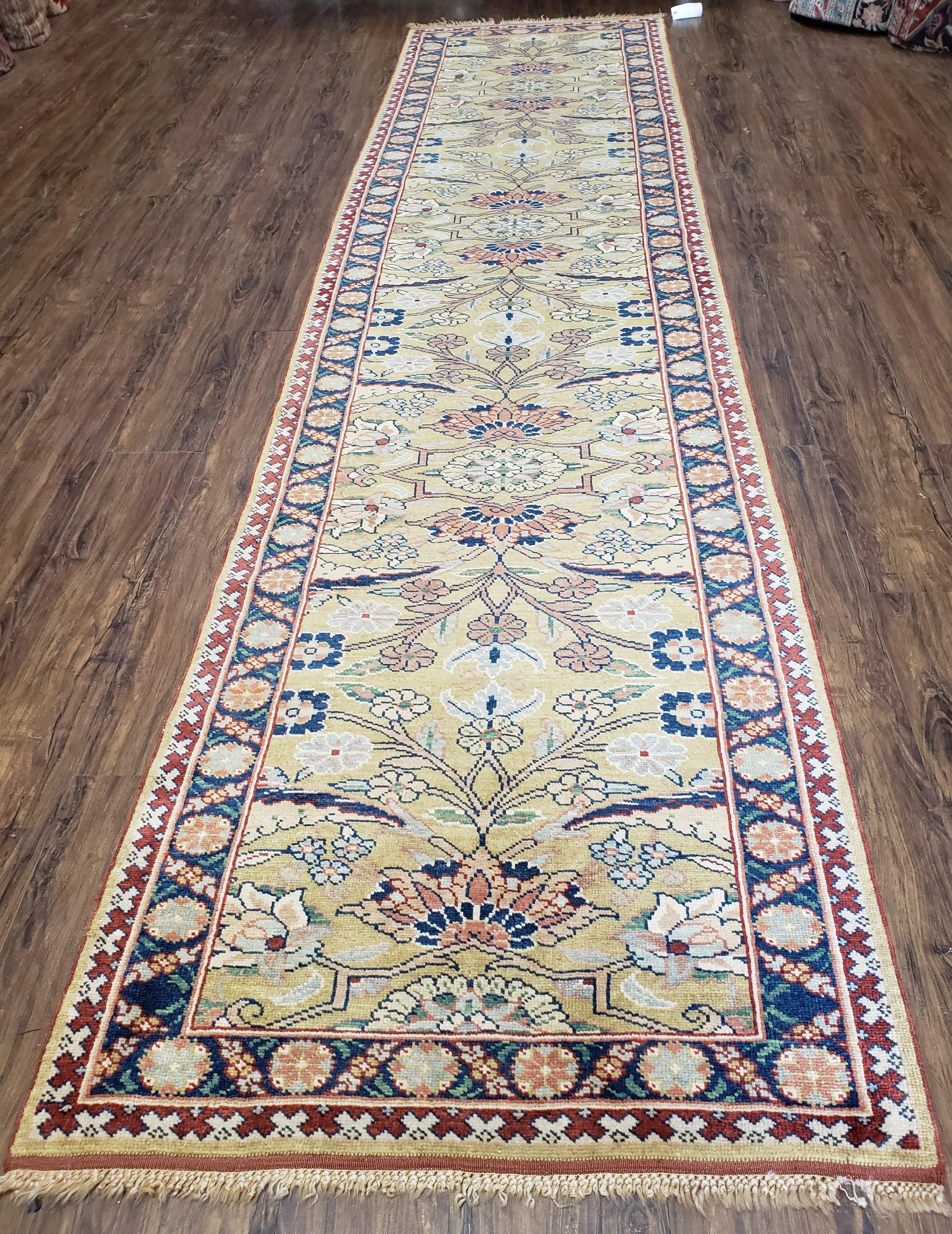 Hallway Runner Rug, Kitchen Runner, Sultanabad Hand Knotted Rug, Farmhouse Rug, 1950s Rug, Mahal Rug, Turkish Rug, Long Runner, Yellow