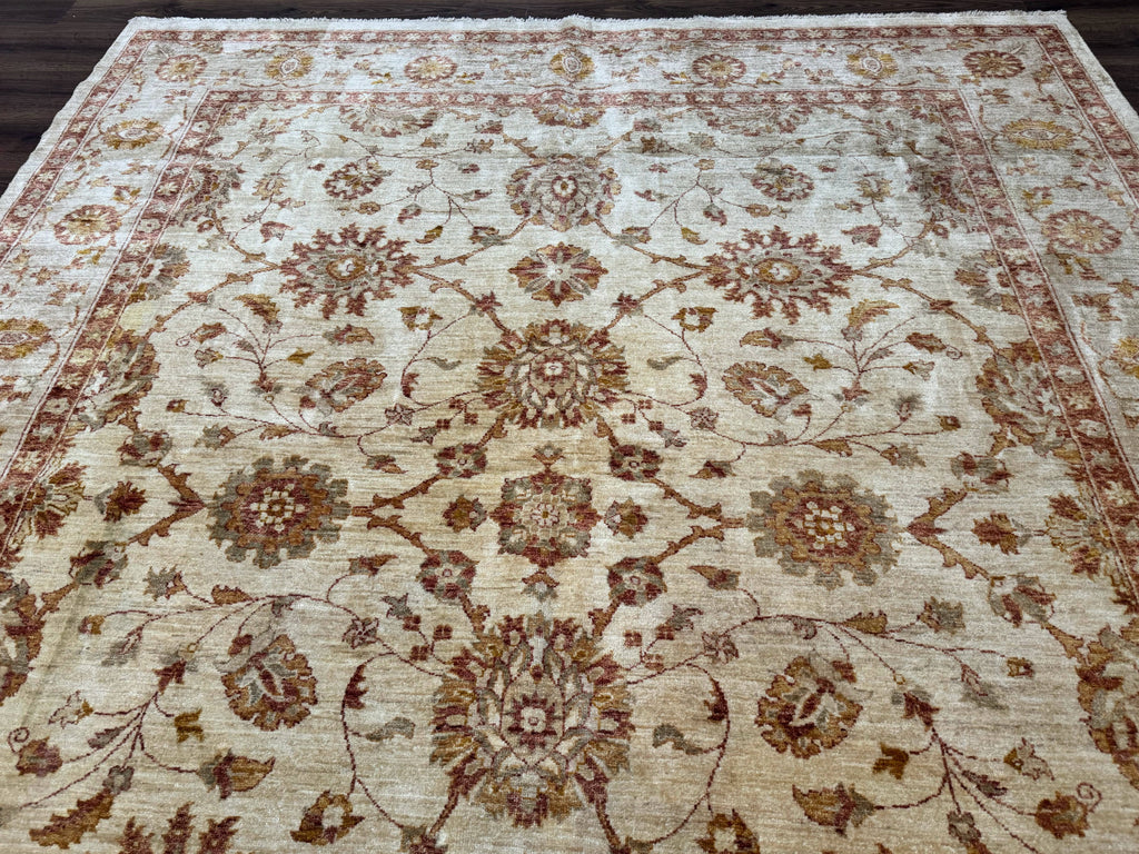 Pakistani Peshawar Rug 8x10, Pak Persian Traditional Oriental Carpet, Handmade, Wool, Allover Pattern