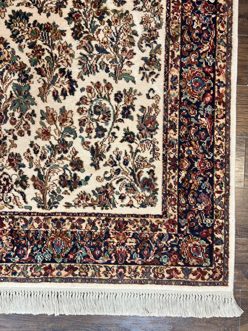 Karastan Rug 5.9 x 9, Ivory Sarouk #760, Wool Vintage Original Collection 700 Series