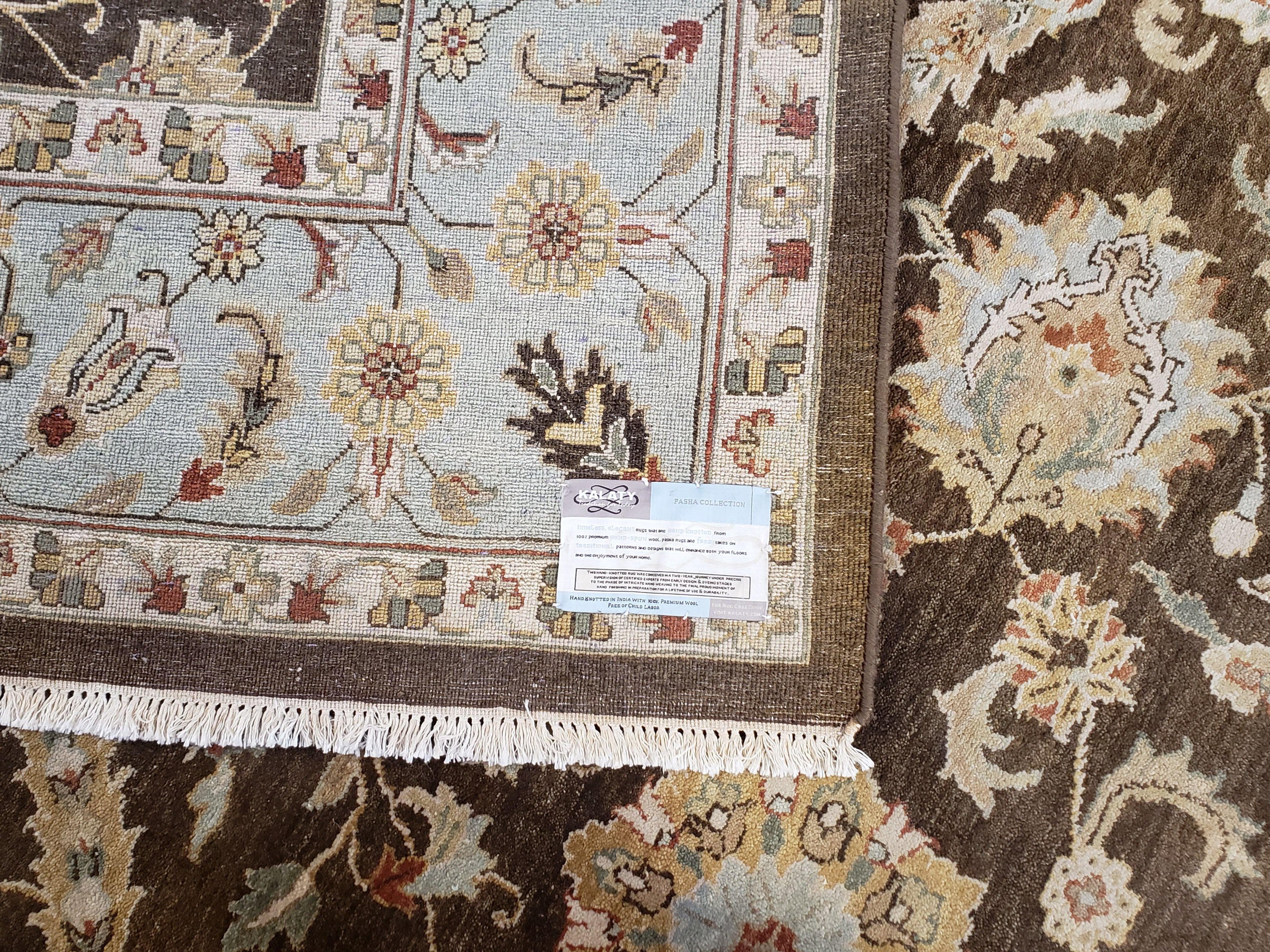 9x12 Vintage Handmade Wool Rug Carpet Indo Mahal Oushak Nice Brown Blue