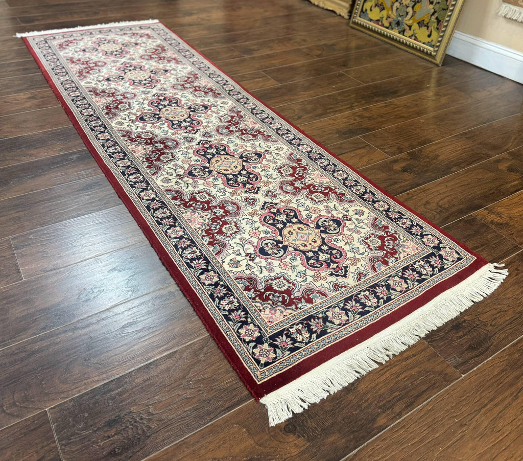 Sino Persian Runner Rug 2.7 x 8, Floral, Handmade, 250 KPSI