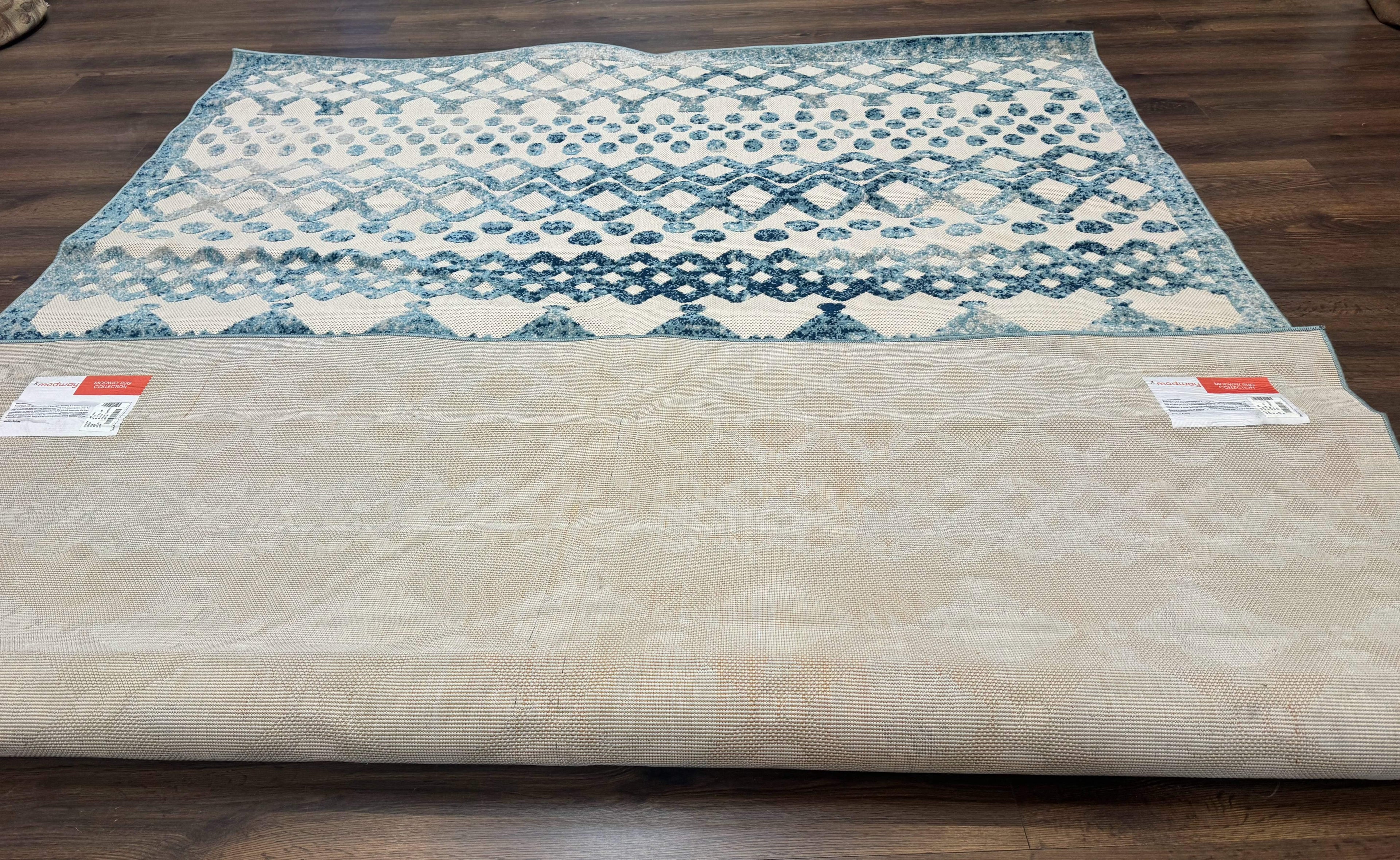 Modern Rug 8x10, Abstract Rug, Oat and Blue, Raised Pattern, Modway Rug Collection