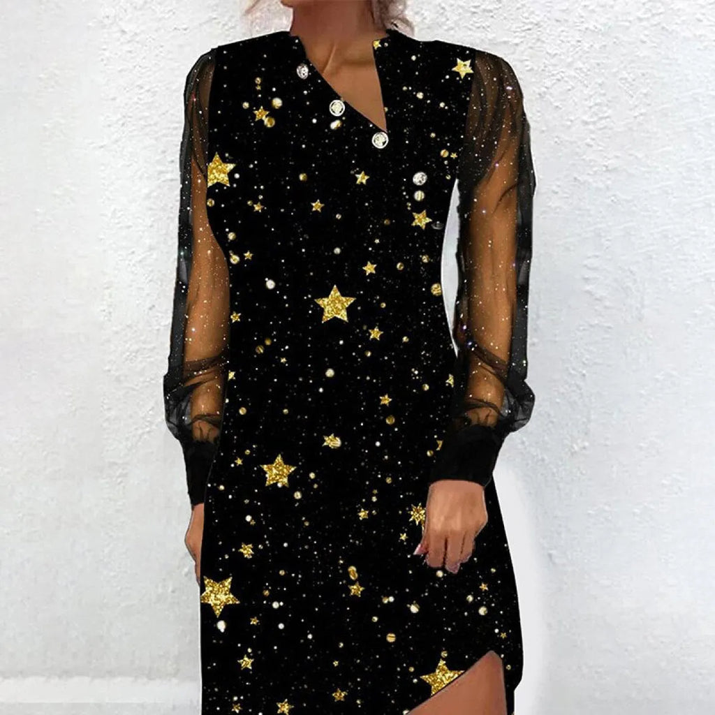 Elegant Mesh Sleeve Mini Dresses