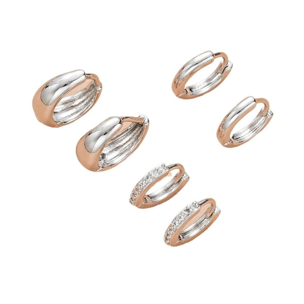 Stacking 3 Pieces Small Hoop Huggie Earrings Set for Women, Silver Stud Earrings for Multiple Piercing Hypoallergenic Trendy Jewelry, Dainty Jackets Cartilage Cubic Zircon Earrings for Women's Gifts