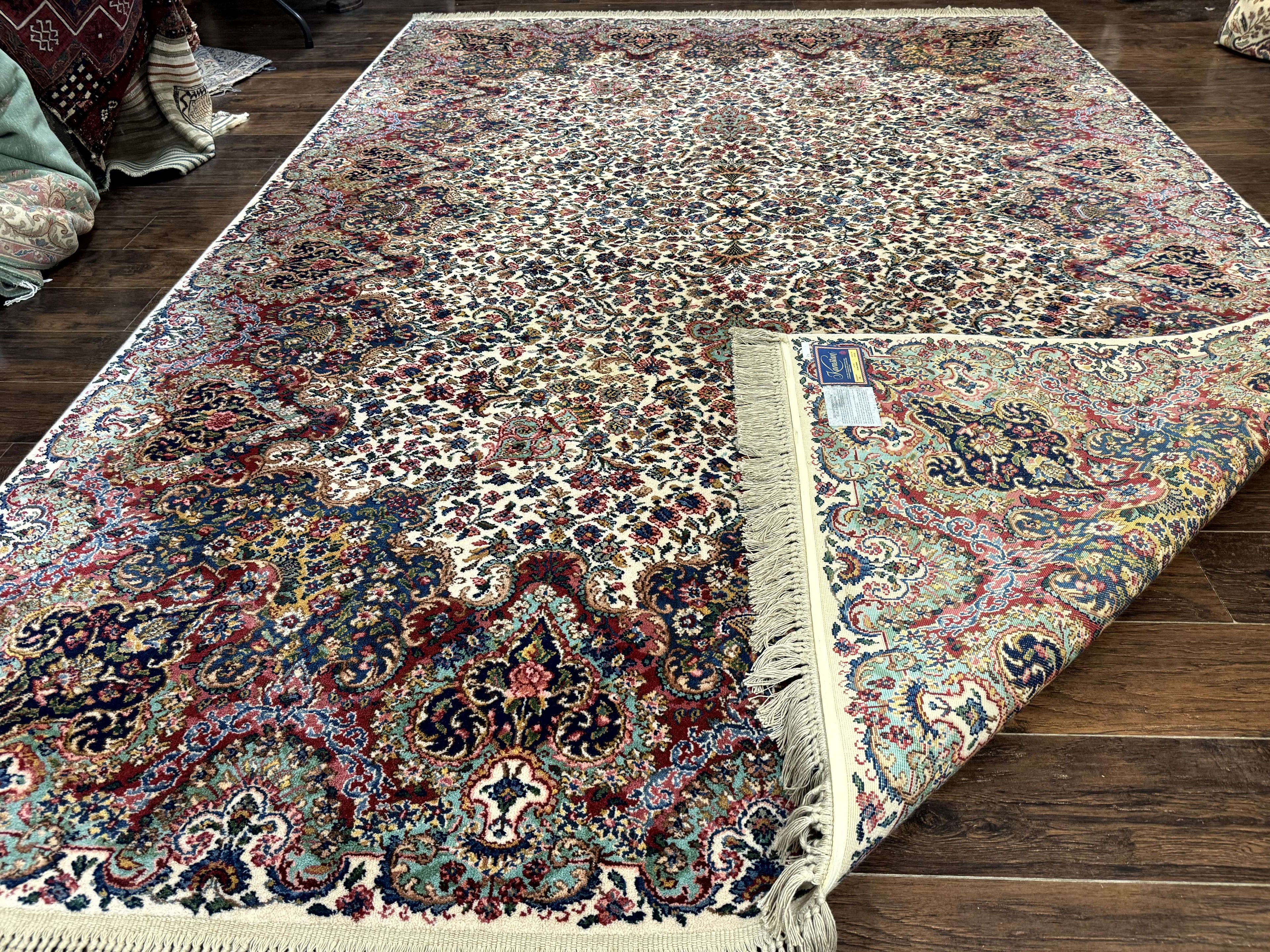 Karastan Rug #742 Floral Kirman 8.8 x 12, Wool Pile, Vintage Original Series, Rare