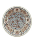 Round Silk Rug 6x6, Hunting Design, Bamboo Silk, Animal Pictorials