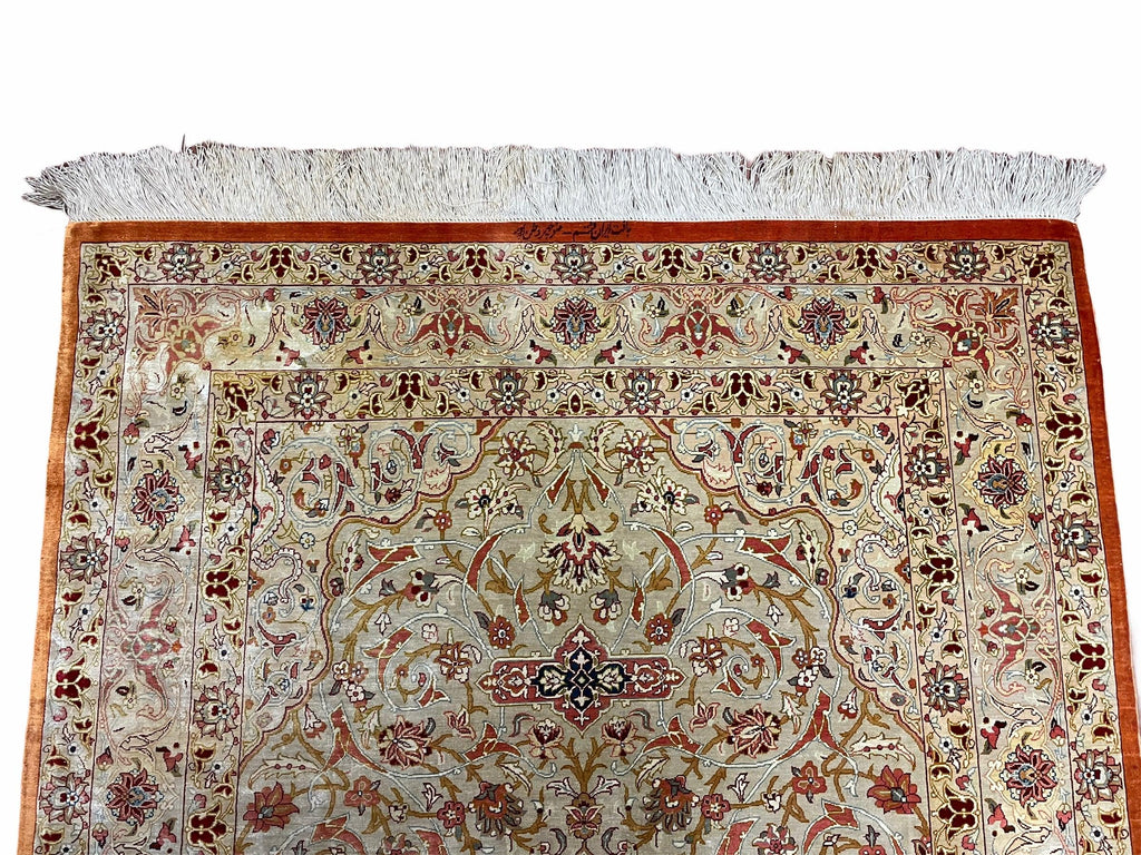 3' X 5' Vintage Fine Handmade Turkish Oriental Silk Rug 900 KPSI Wow