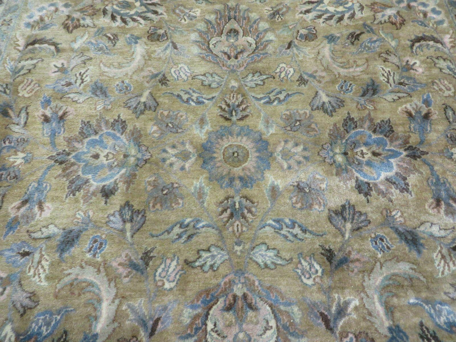 5' 6" X 9' Vintage Handmade Jaipur Indian Floral Oriental Wool Rug Veg Dyes