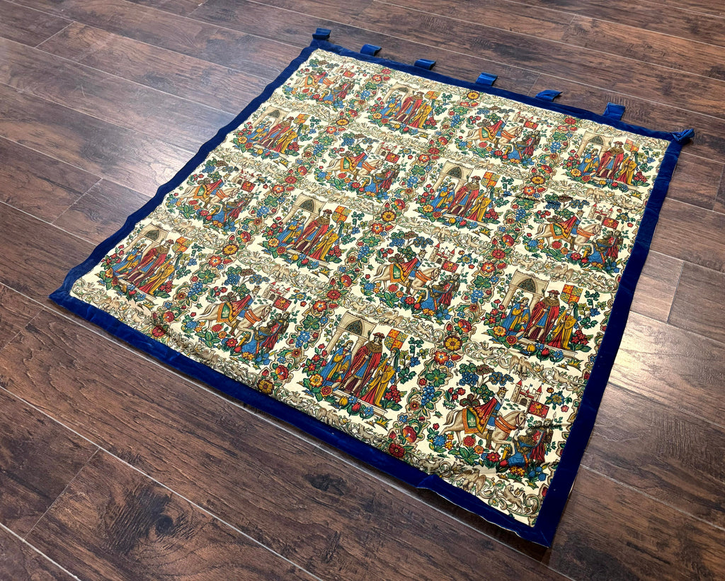 Vintage European Tapestry 4x4, Medievel Design