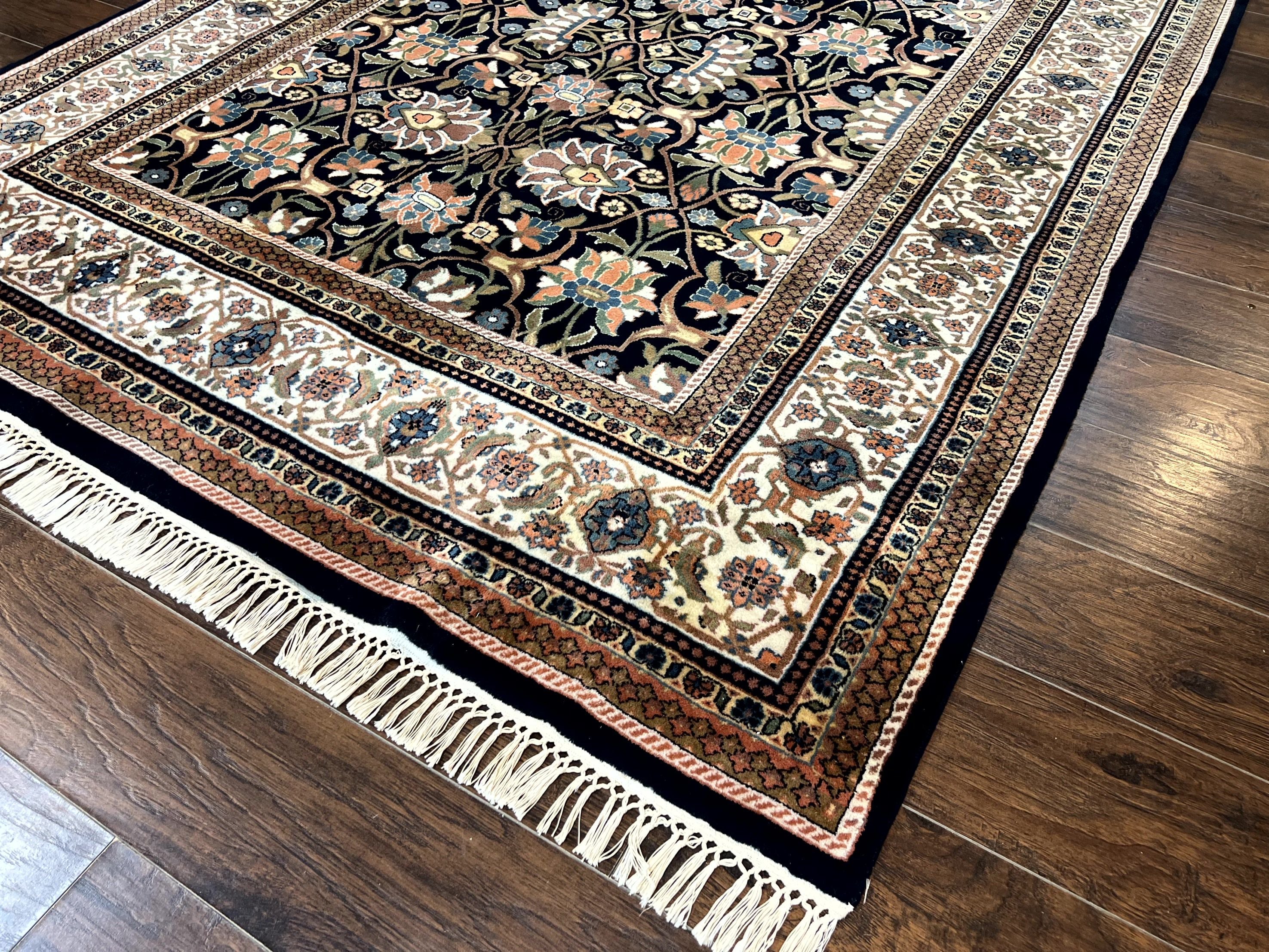 Indo Persian Bidjar Rug 6x10, Vintage Handmade Wool Carpet, Allover Pattern