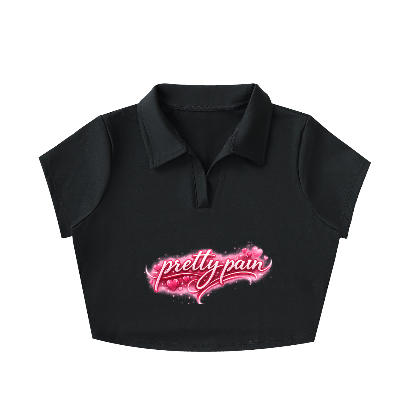 PRETTY PAIN V-Neck Lapel Crop Top