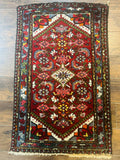 Small Red Persian Tribal Rug 2.6 x 4, Wool Rug, Persian Hamadan Rug