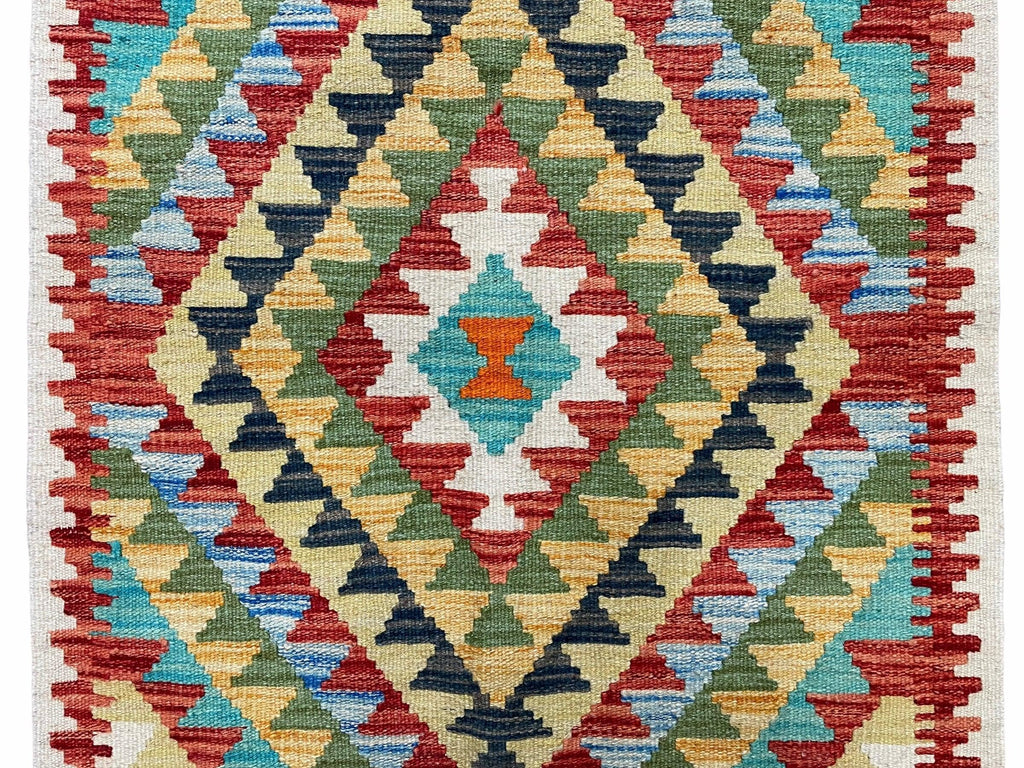 Small Kilim Rug 2x3 Colorful Turkish Kilim Accent Rug New Flatweave Wool Kilim Chobi Kilim Diamond Zigzag Playroom Rug