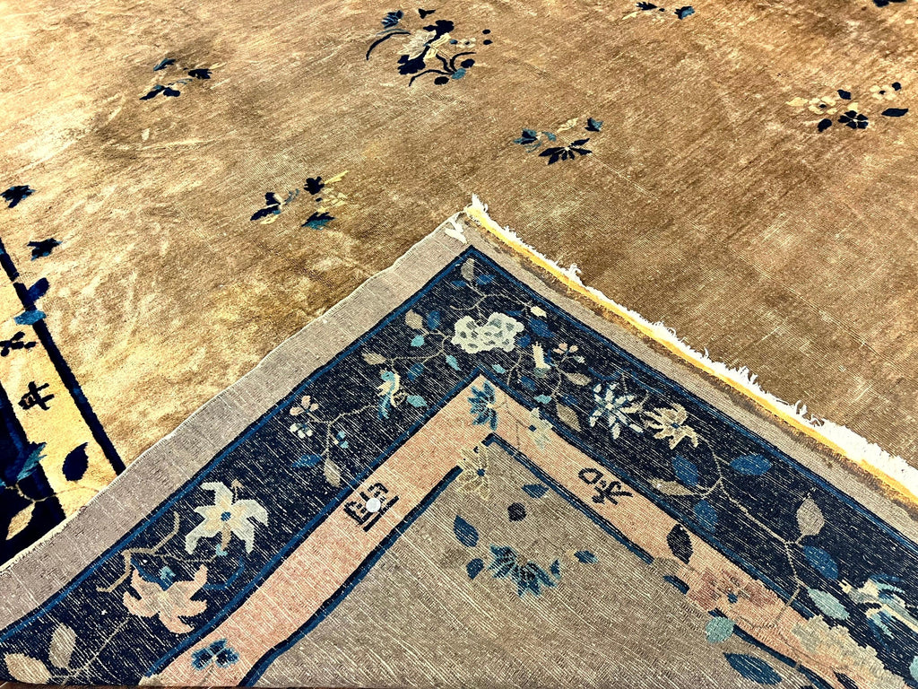 Antique Chinese Wool Rug 10x13, Large 1920s Peking Carpet, Handmade
