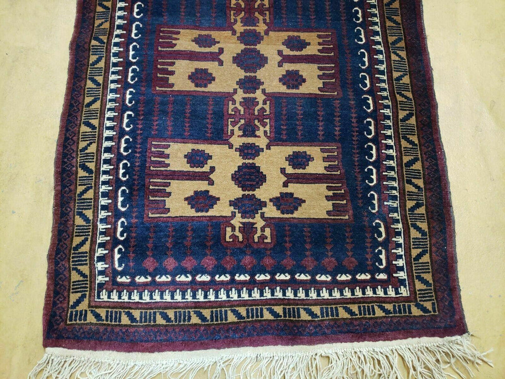 3' X 4' Vintage Handmade Balouchi Balouch Tribal Wool Rug Nice
