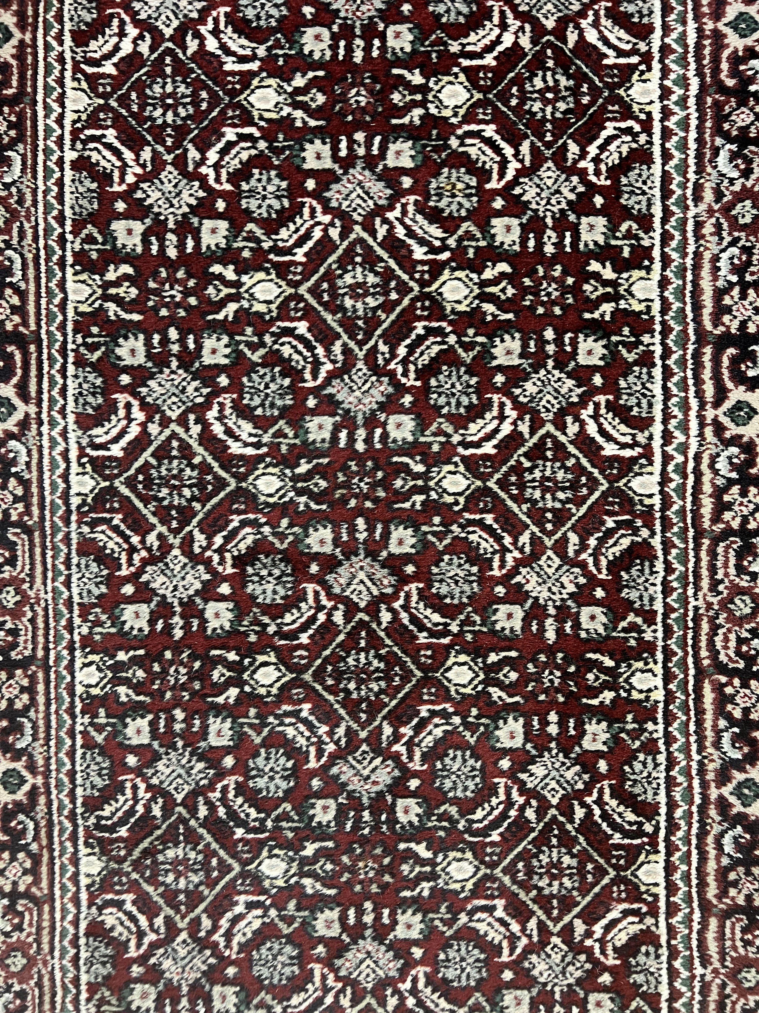 Indo Persian Runner Rug 2.7 x 8, Wool Hand Knotted Vintage Carpet, Red Black, Herati Allover Pattern, Oriental Runner, Rug for Hallway