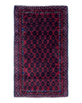 2' 8" X 4' 6" Vintage Handmade Tribal Wool Rug Balouchi Rug Afghan Rug Red Blue