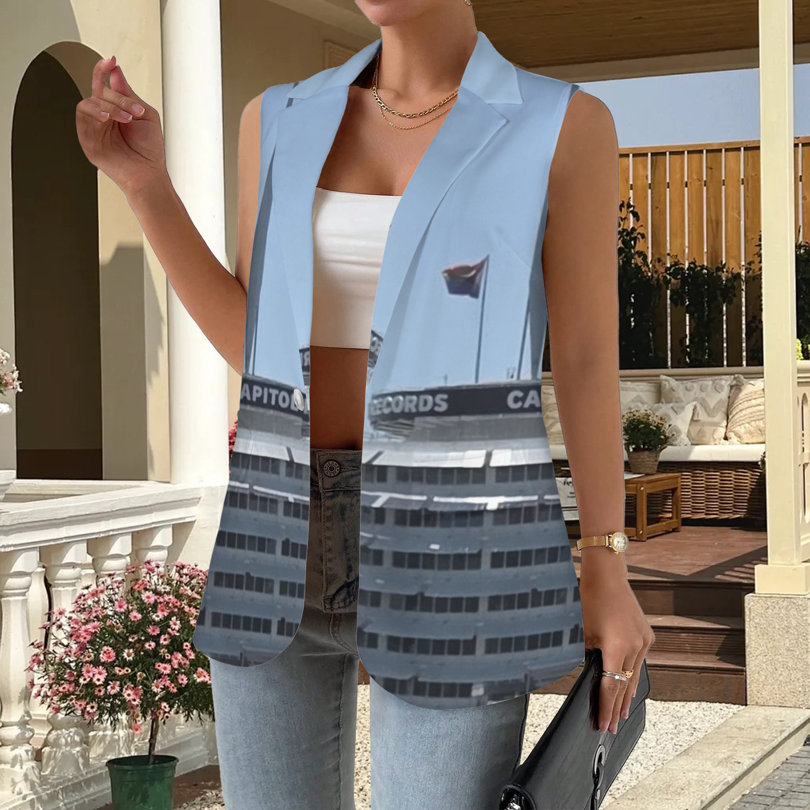 NEW!!! "THAT PART" branded (rear & Capitol Records Tower front) Sleeveless Blazer Vest (Made to Order No Stock)