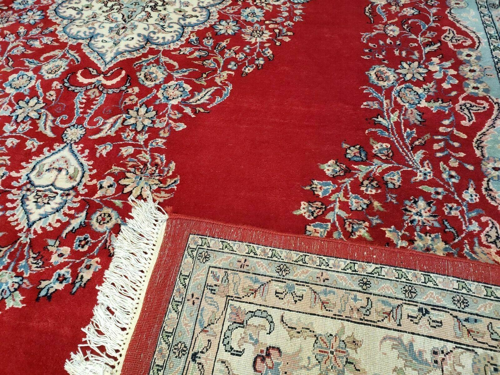 9' X 12' Vintage Handmade India Medallion Wool Rug Vegetable Dyes Nice Red