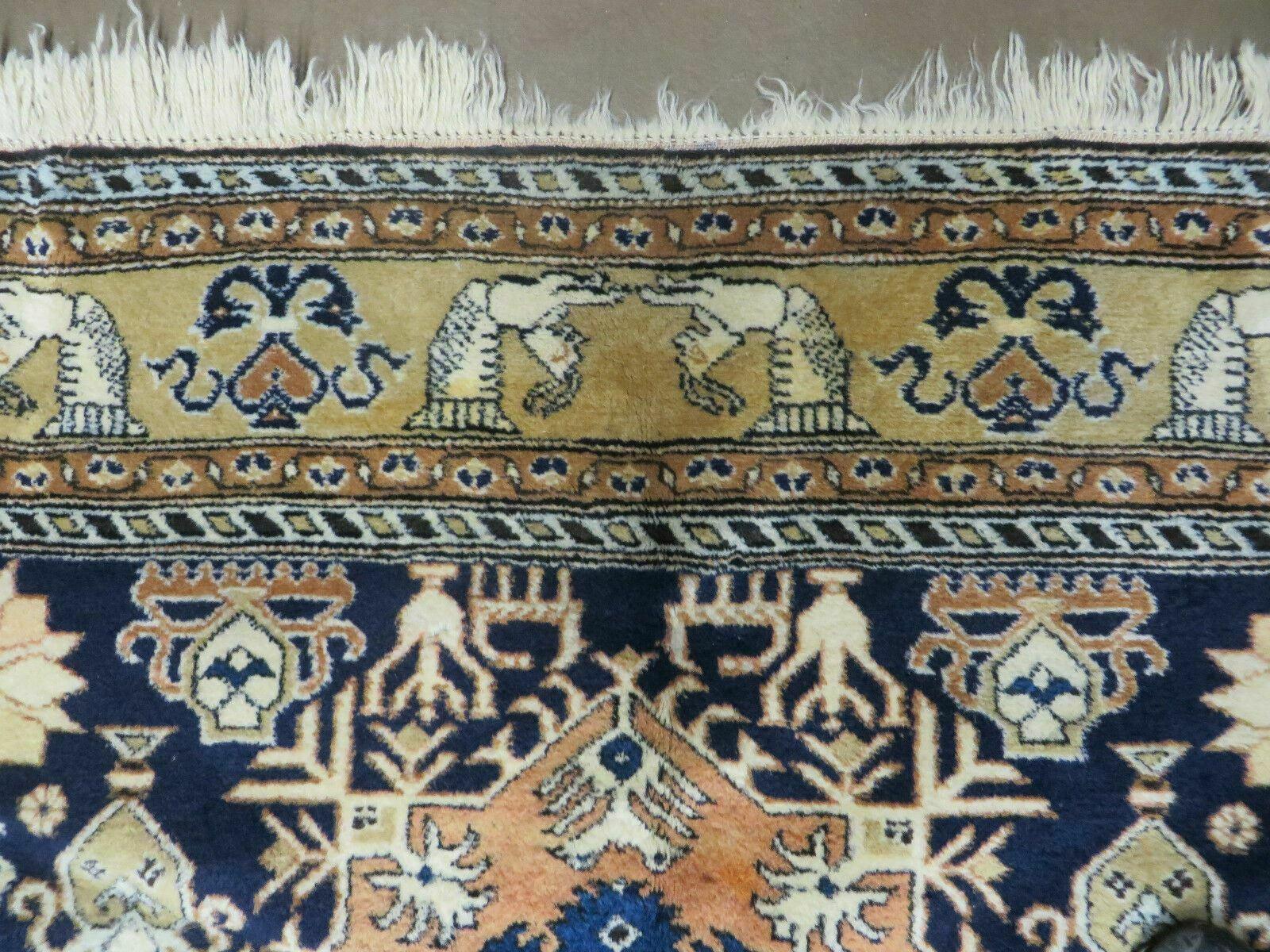 Persian Qum Rug 5.6 x 8.8, Navy Blue