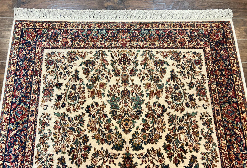 Karastan Rug 5.9 x 9, Ivory Sarouk #760, Wool Vintage Original Collection 700 Series
