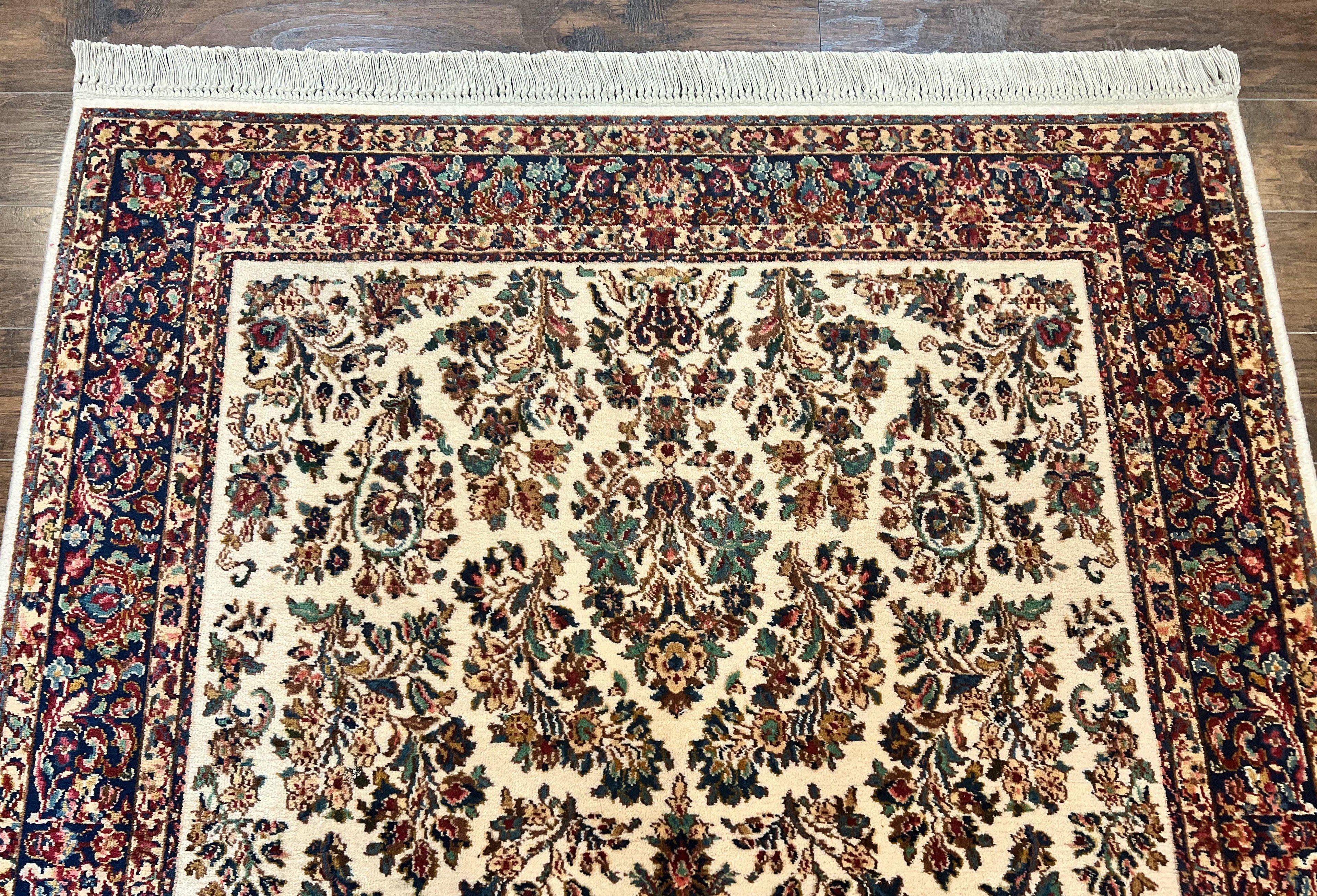 Karastan Rug 5.9 x 9, Ivory Sarouk #760, Wool Vintage Original Collection 700 Series