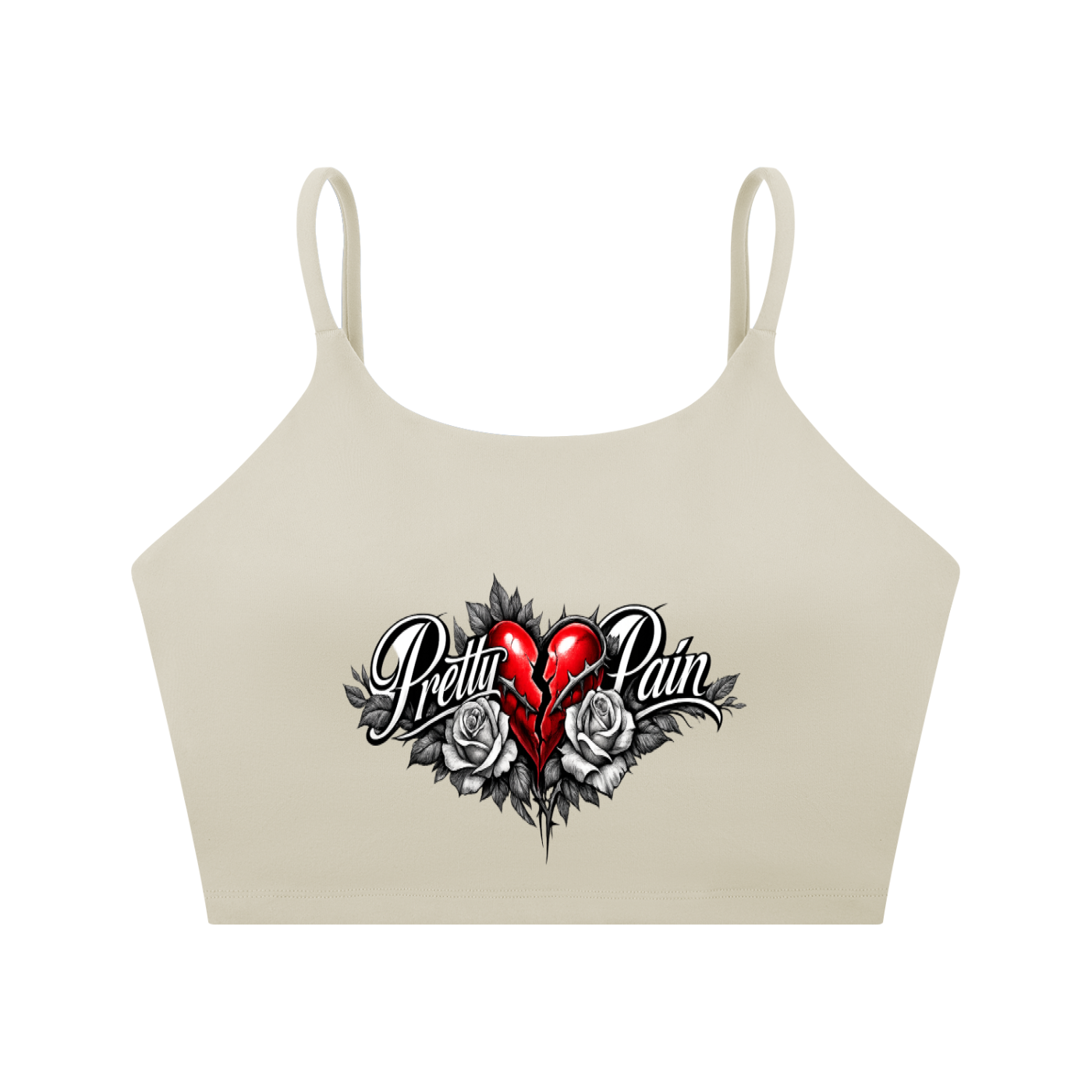 PRETTY PAIN Spaghetti Strap Yoga Sports Bra