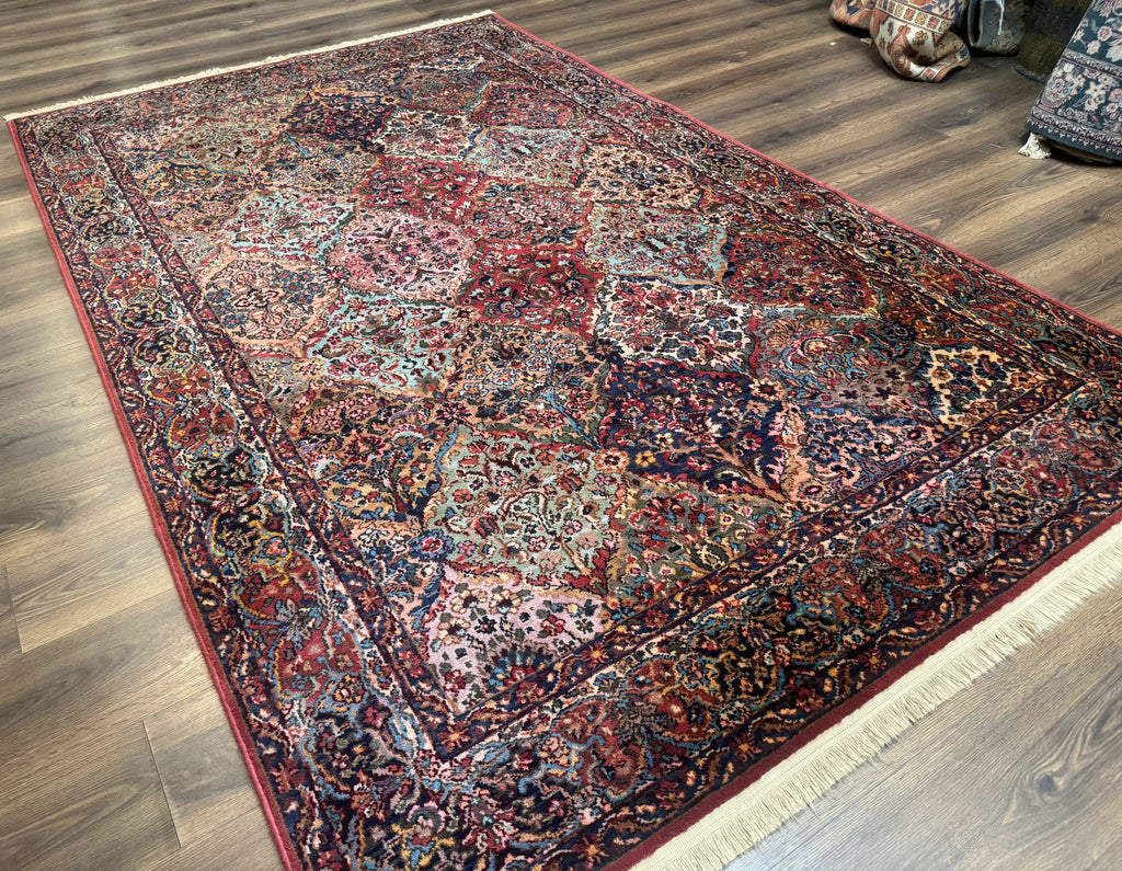 Karastan Rug 5.9 x 9, Multicolor Panel Kirman Rug #717, Wool Original Karastan Collection 700 Series