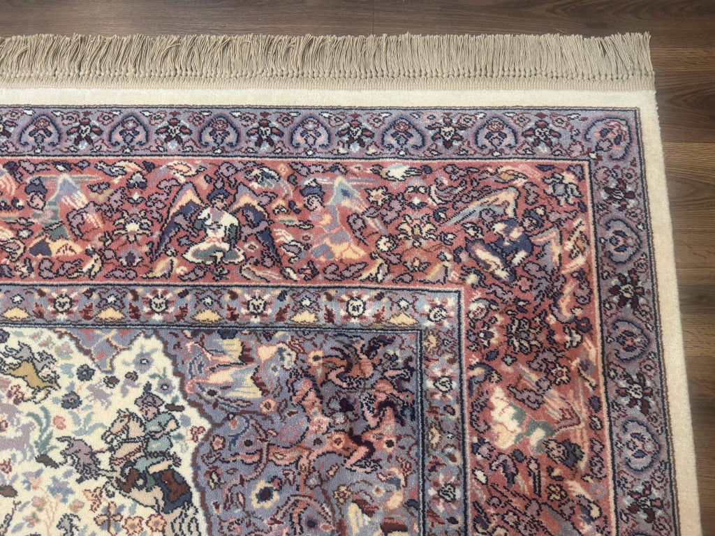 8.8 x 12 Karastan Ivory Hunting Rug #751, Vintage Wool Discontinued Original 700 Series, Rare