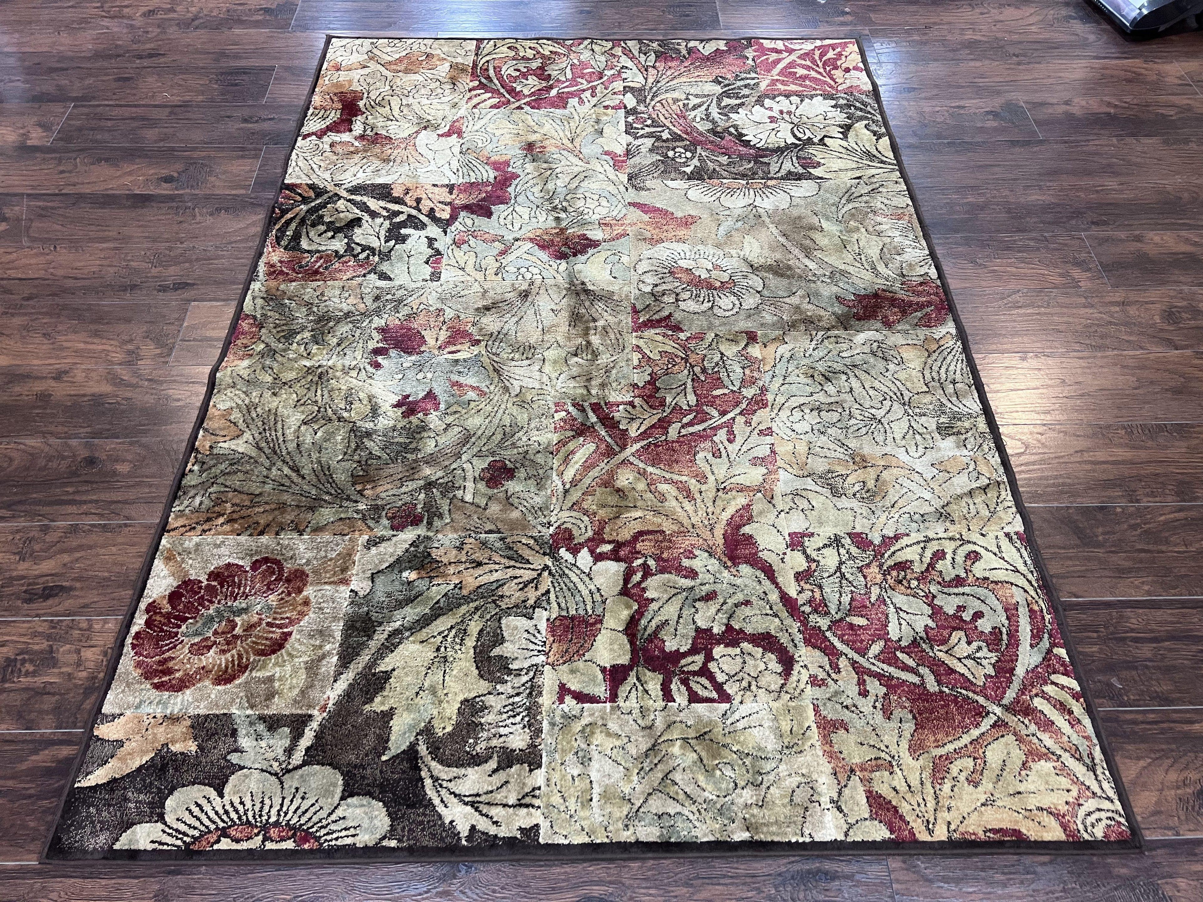 Modern Abstract Area Rug 5x7, Floral Design, Contemporary Carpet 5 x 7, Multicolor